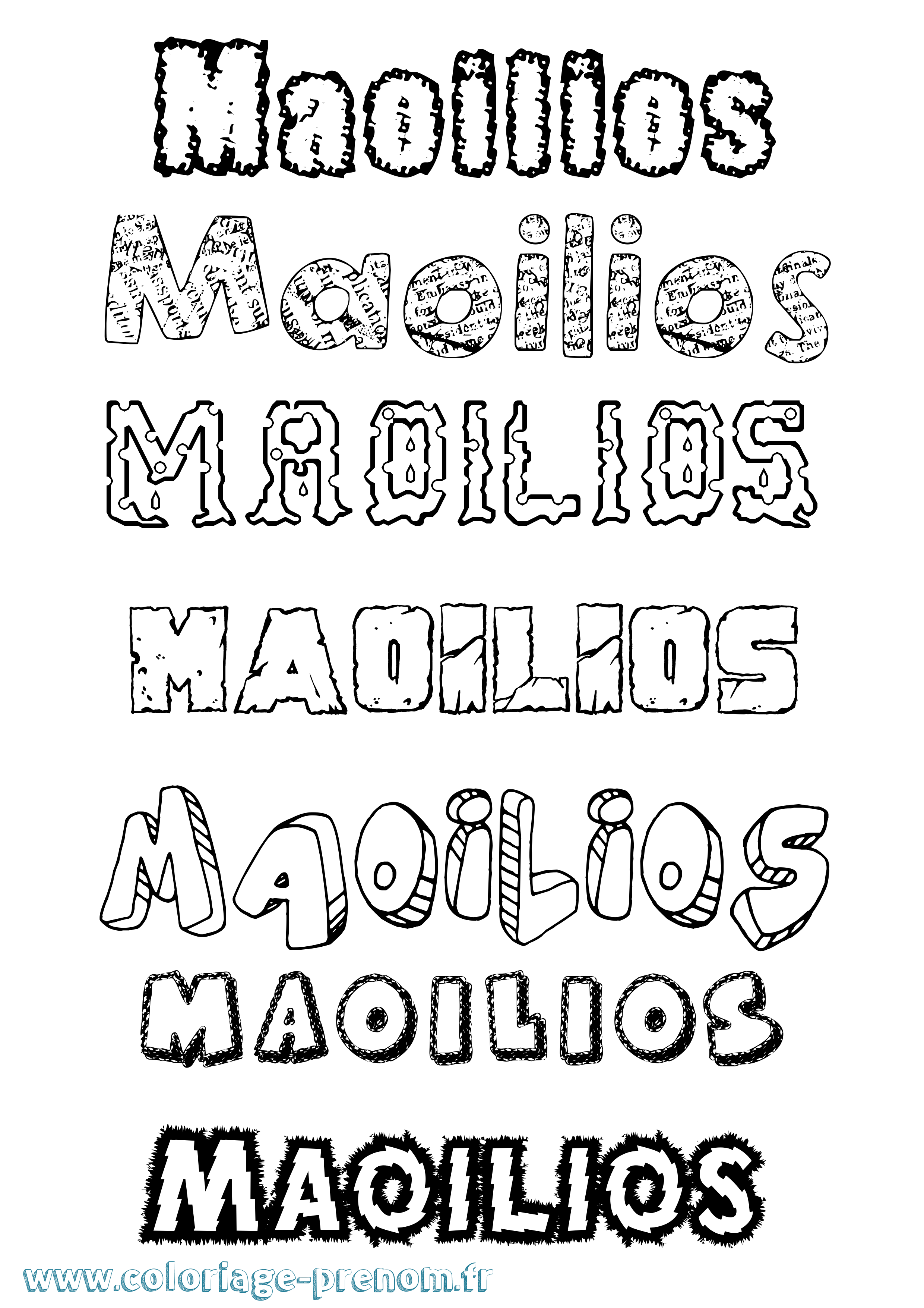 Coloriage Maoilios Destructuré Coloriage prénom Maoilios Destructuré