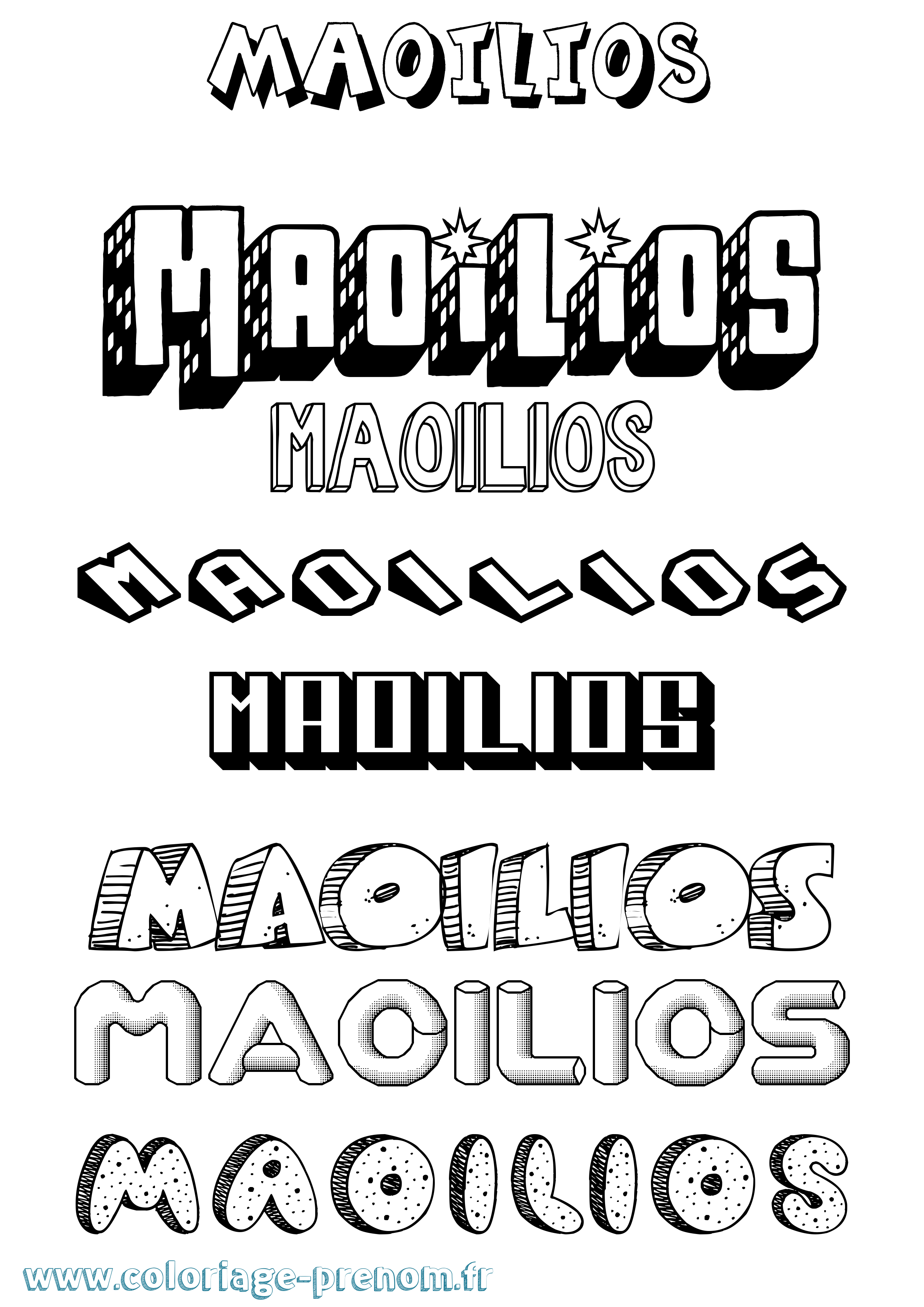 Coloriage Maoilios Effet 3D Coloriage prénom Maoilios Effet 3D