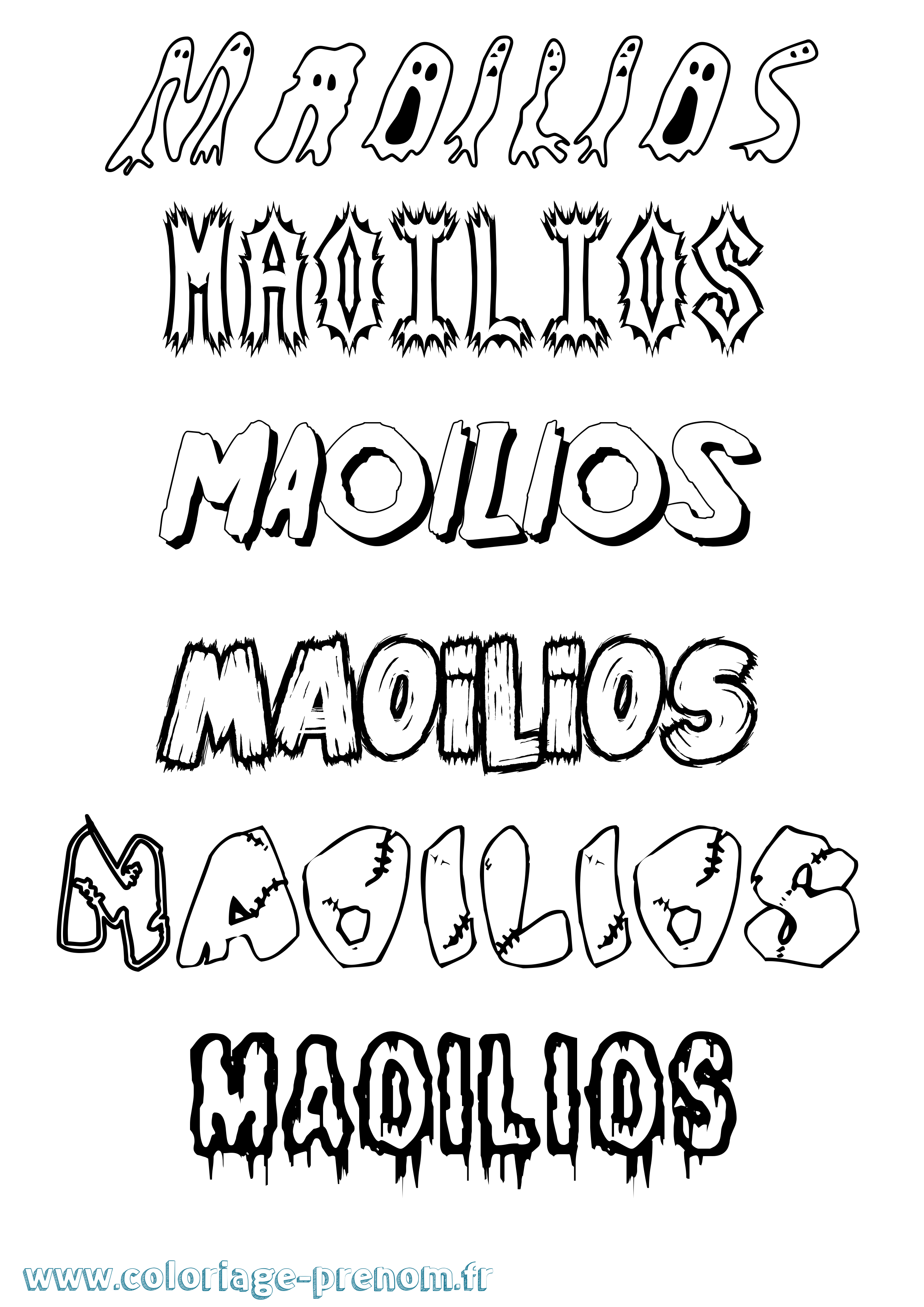 Coloriage Maoilios Frisson Coloriage prénom Maoilios Frisson