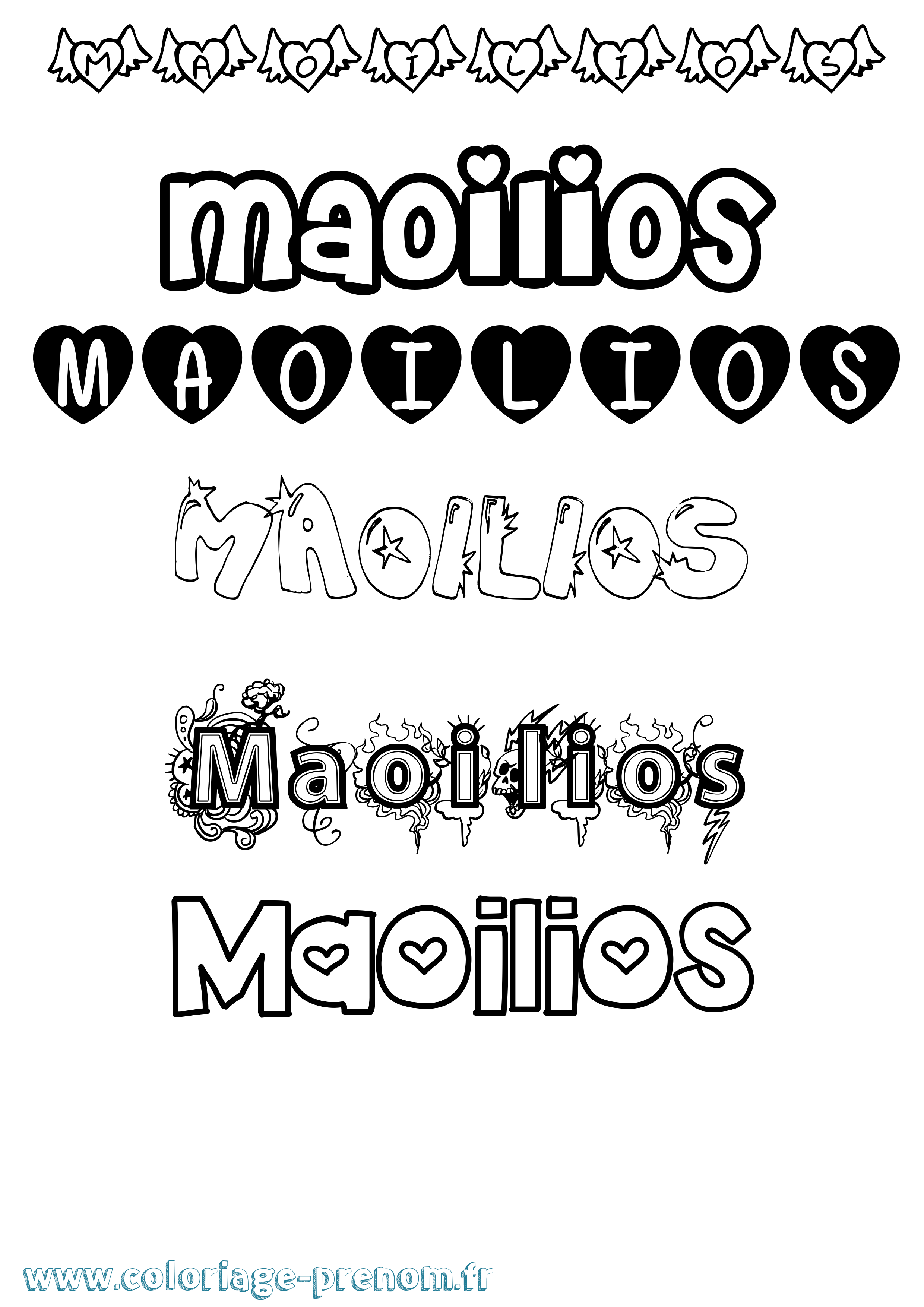 Coloriage Maoilios Girly Coloriage prénom Maoilios Girly