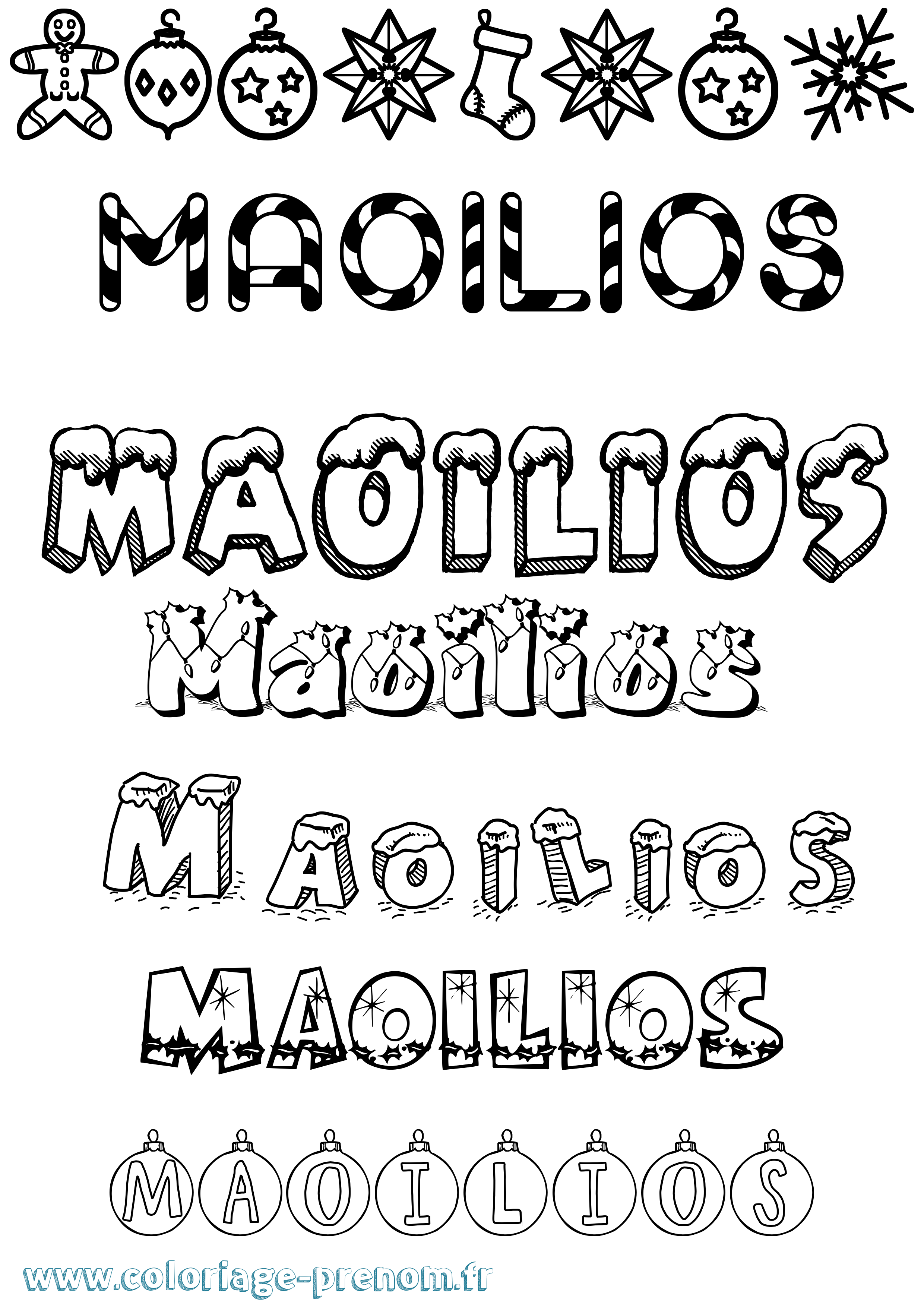 Coloriage Maoilios Noël Coloriage prénom Maoilios Noël