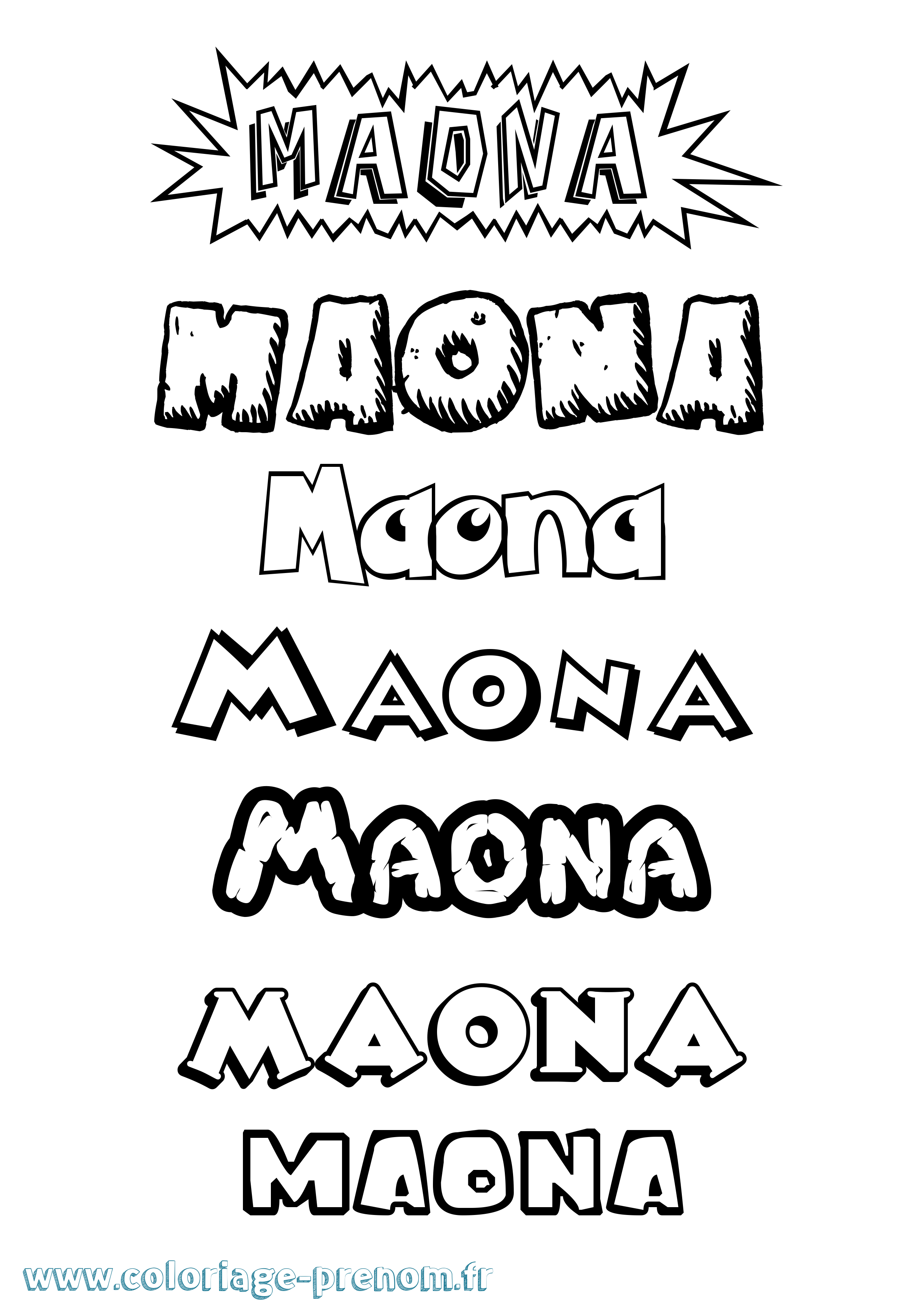 Coloriage Maona Dessin Animé Coloriage prénom Maona Dessin Animé