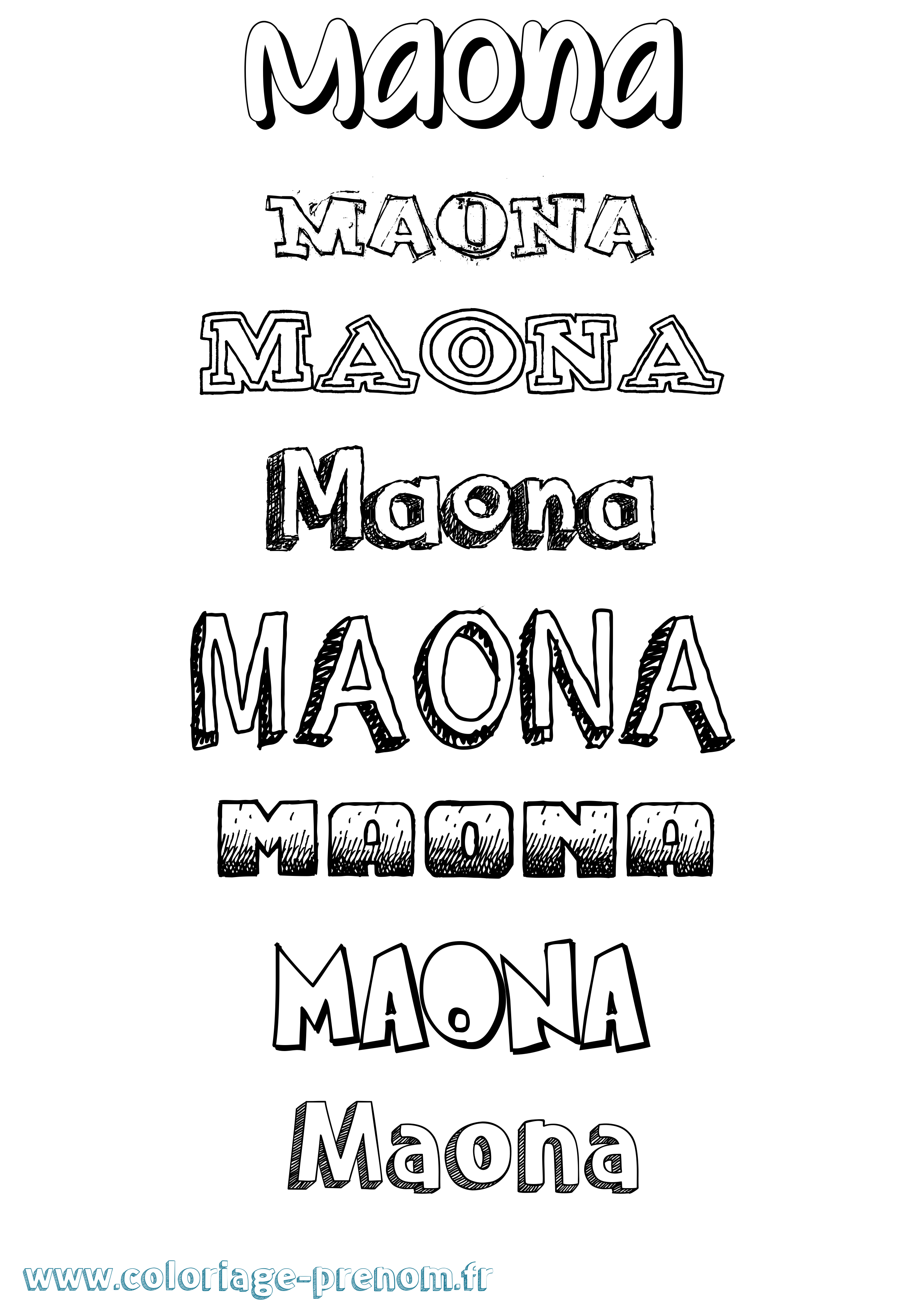 Coloriage Maona Dessiné Coloriage prénom Maona Dessiné