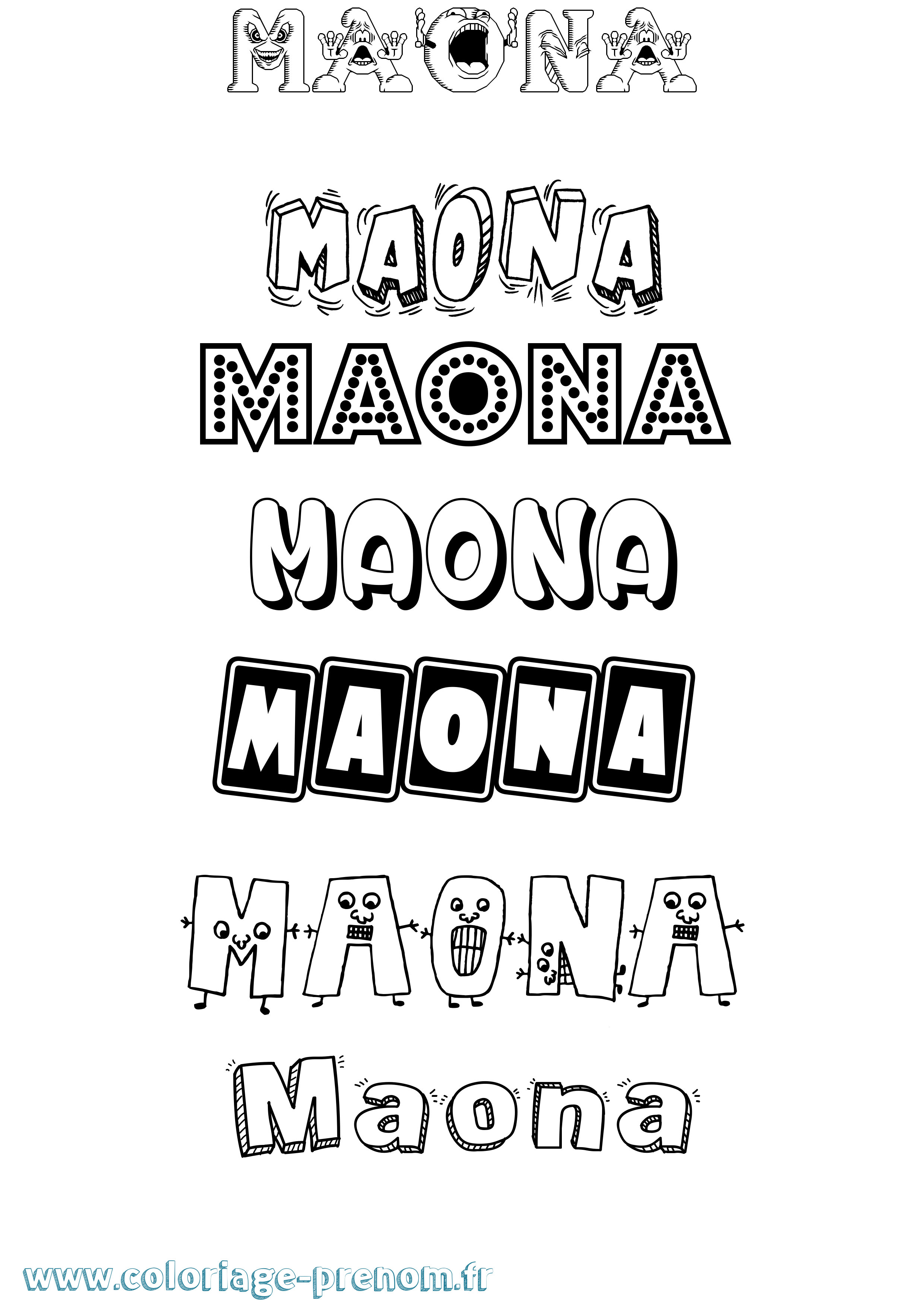 Coloriage Maona Fun Coloriage prénom Maona Fun