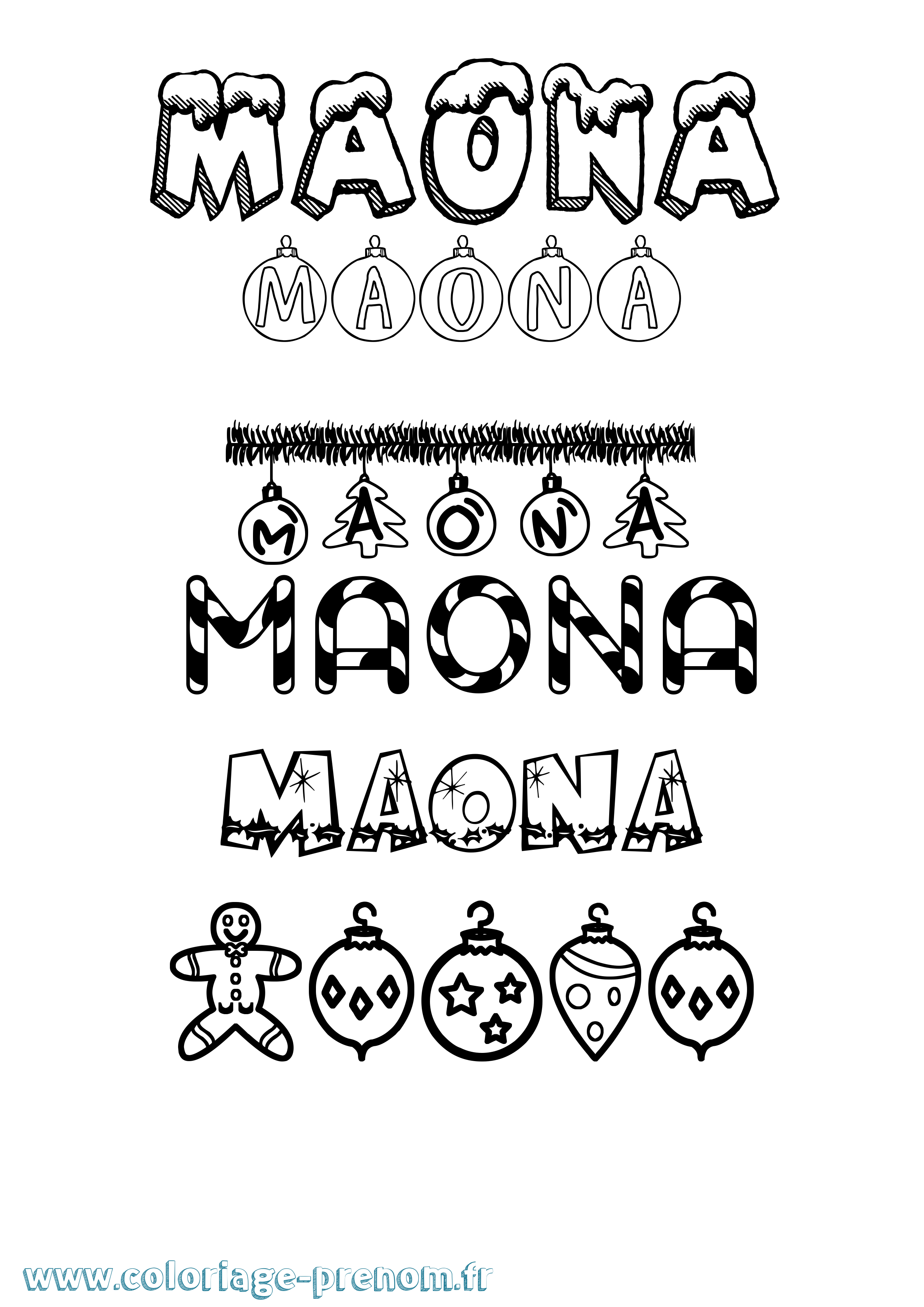 Coloriage Maona Noël Coloriage prénom Maona Noël