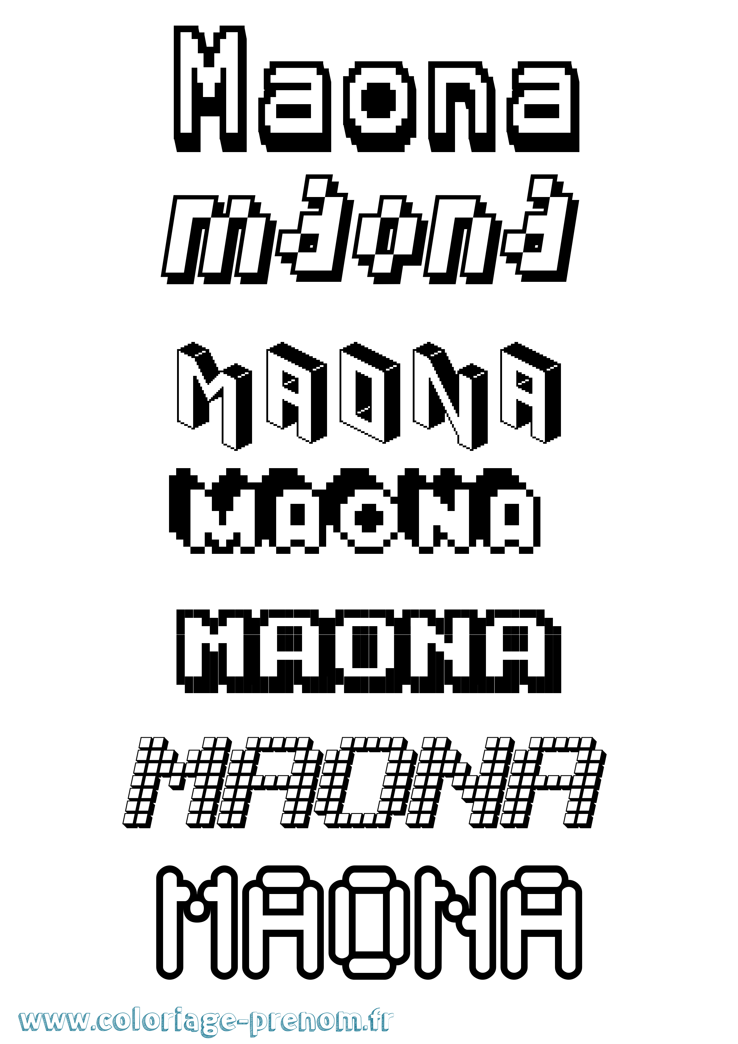 Coloriage Maona Pixel Coloriage prénom Maona Pixel