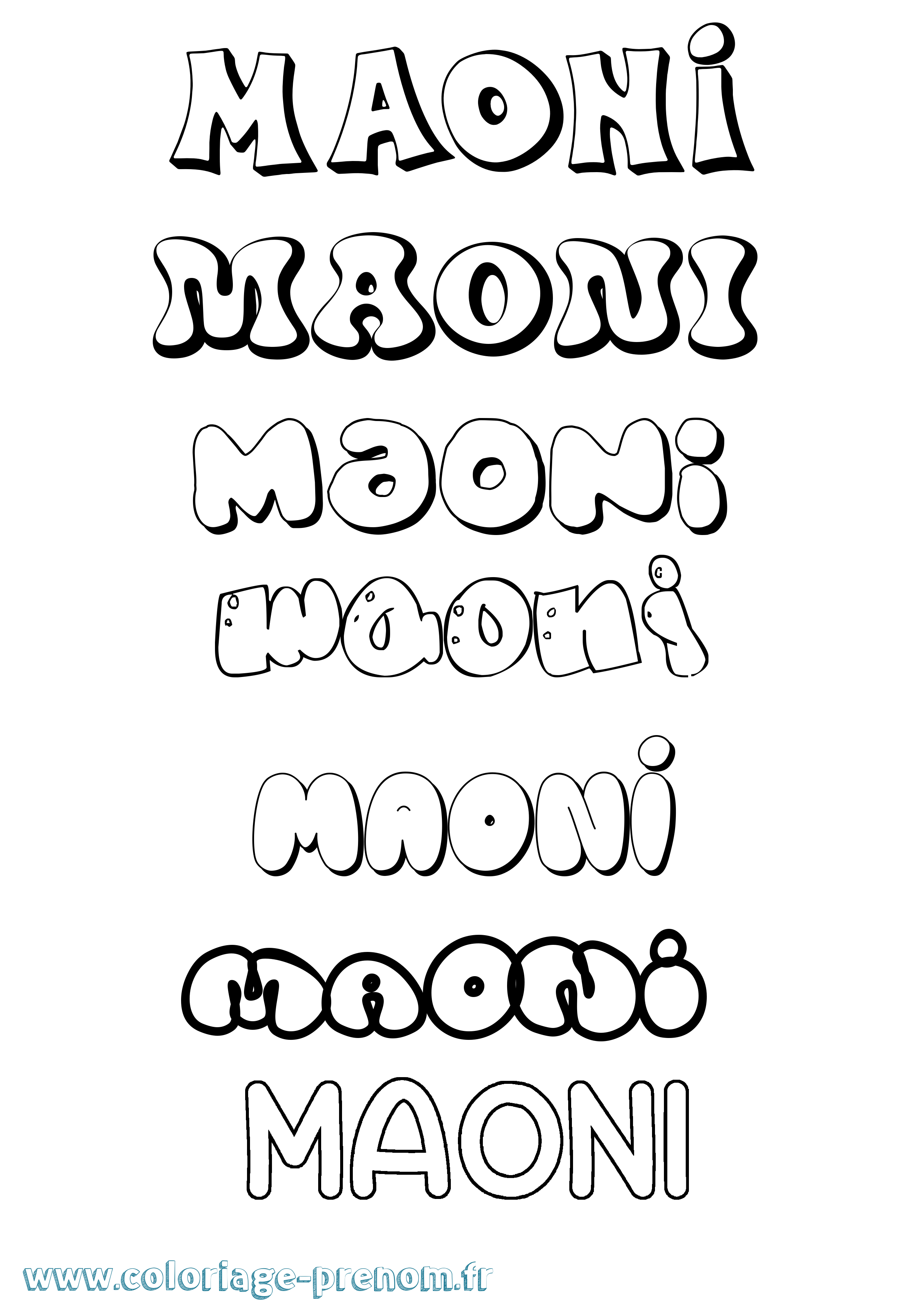 Coloriage Maoni Bubble Coloriage prénom Maoni Bubble