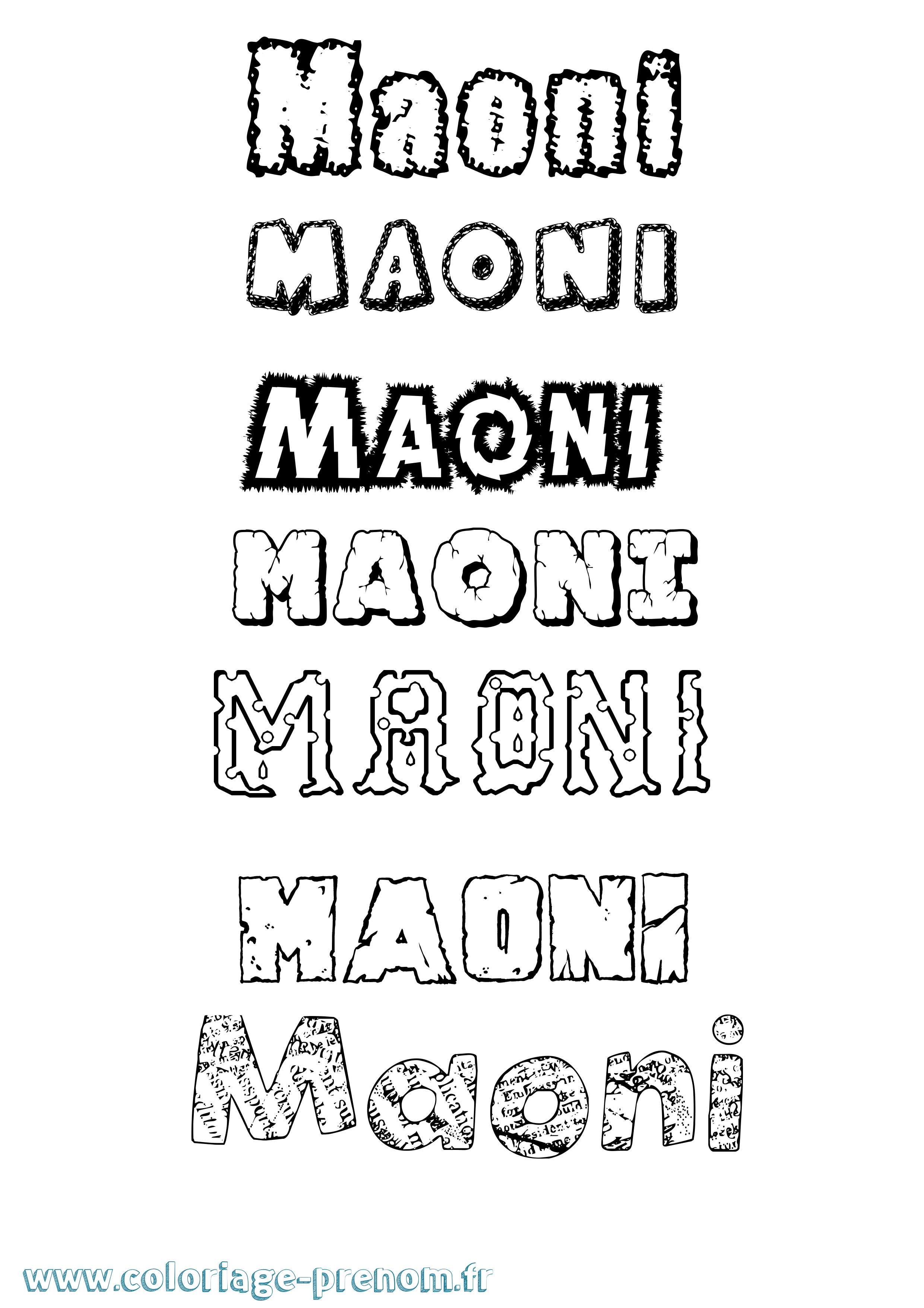 Coloriage Maoni Destructuré Coloriage prénom Maoni Destructuré