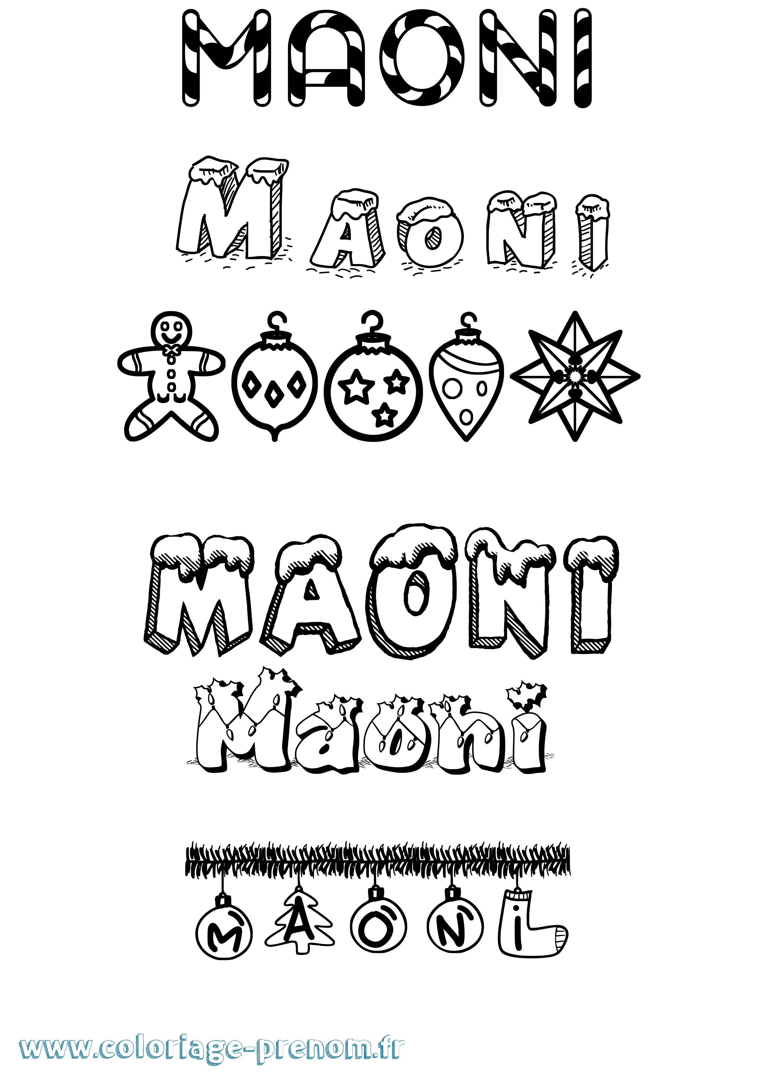 Coloriage Maoni Noël Coloriage prénom Maoni Noël