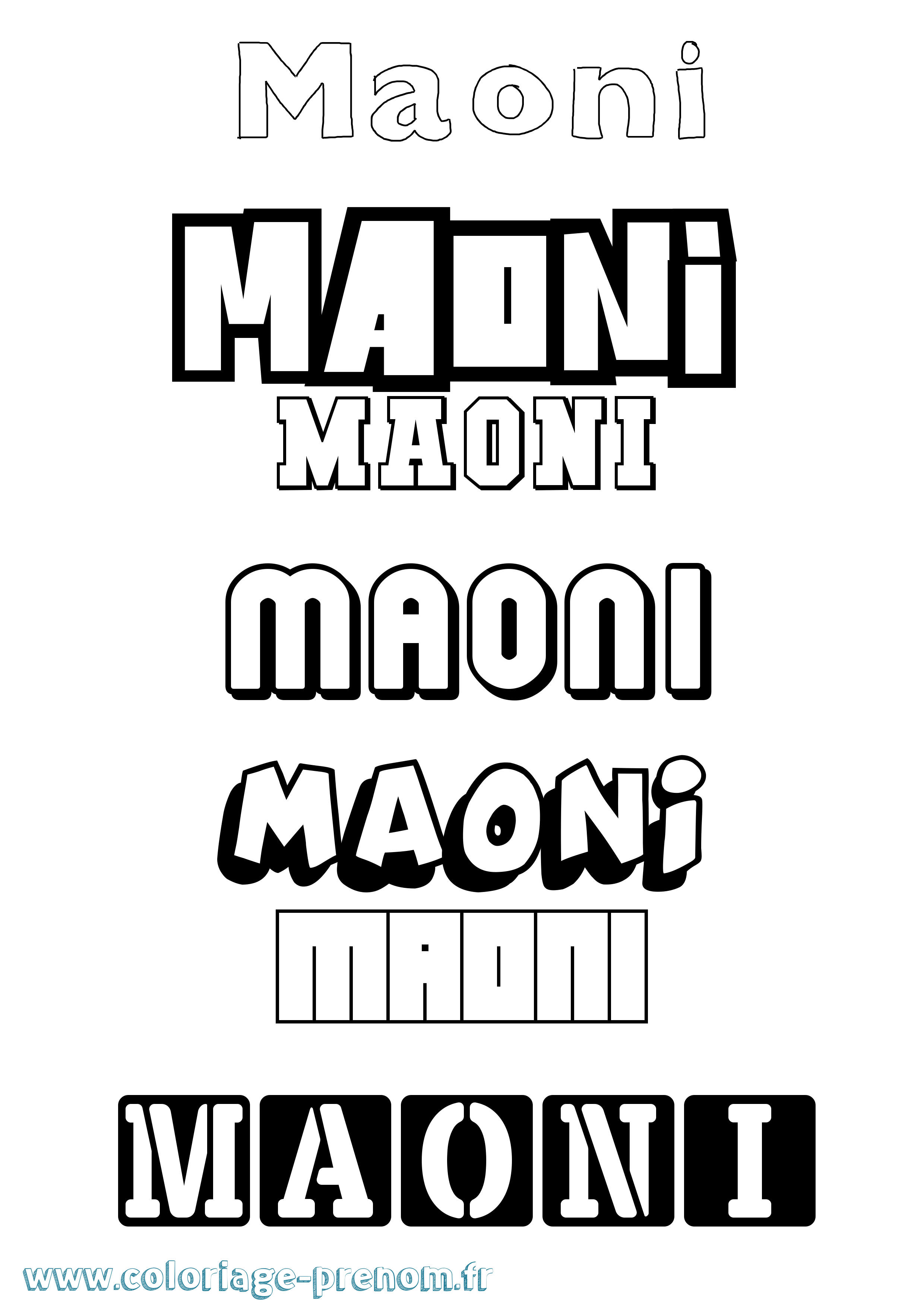 Coloriage Maoni Simple Coloriage prénom Maoni Simple