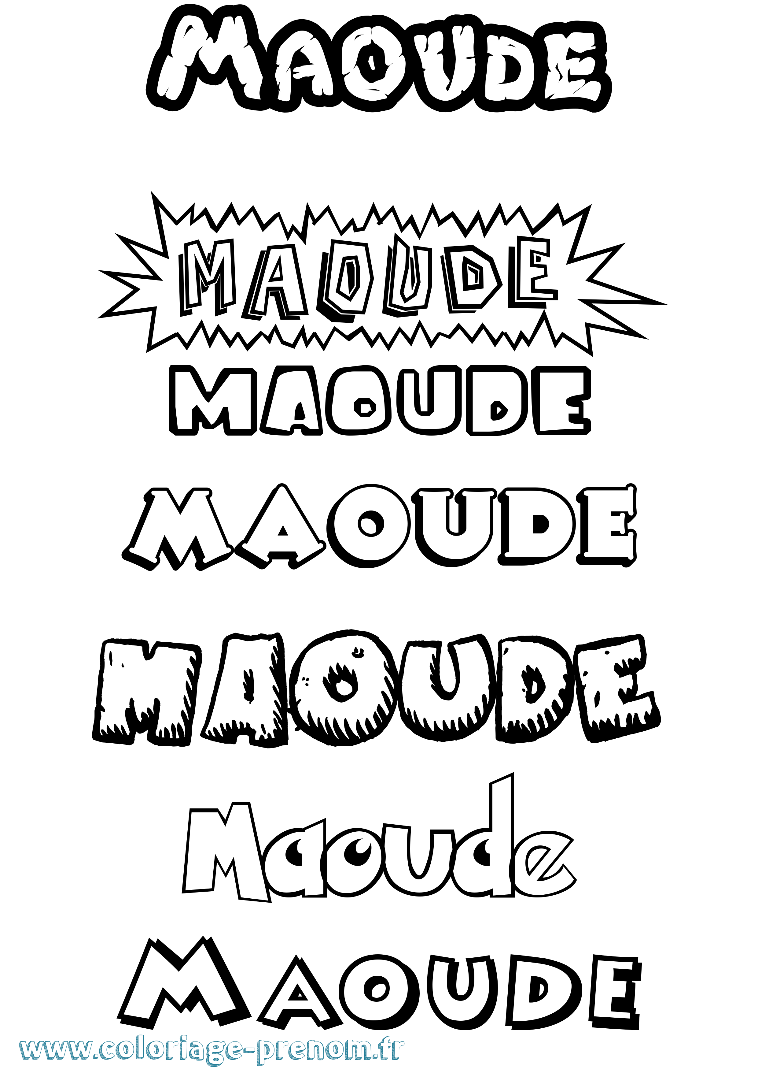 Coloriage Maoude Dessin Animé Coloriage prénom Maoude Dessin Animé