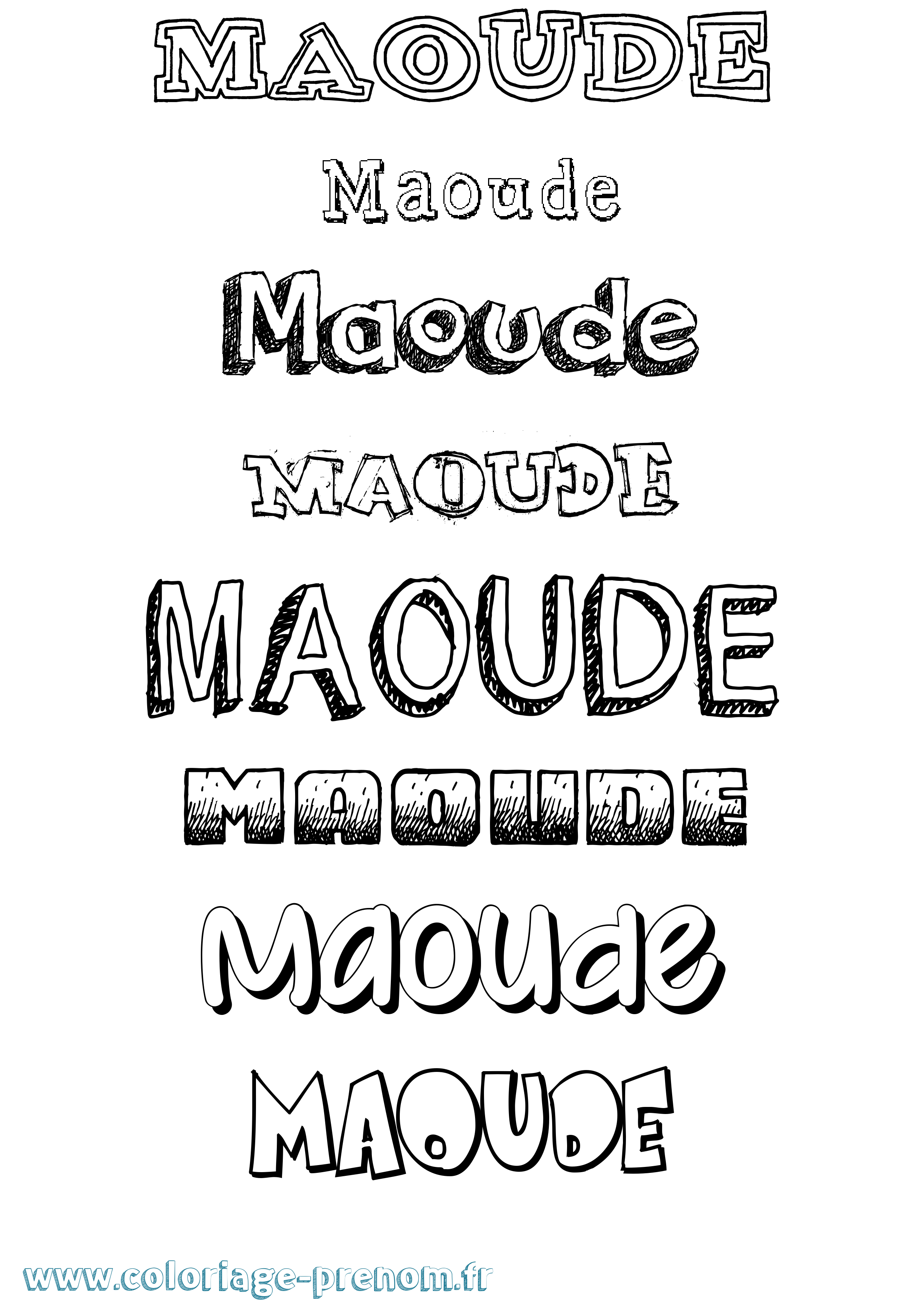 Coloriage Maoude Dessiné Coloriage prénom Maoude Dessiné