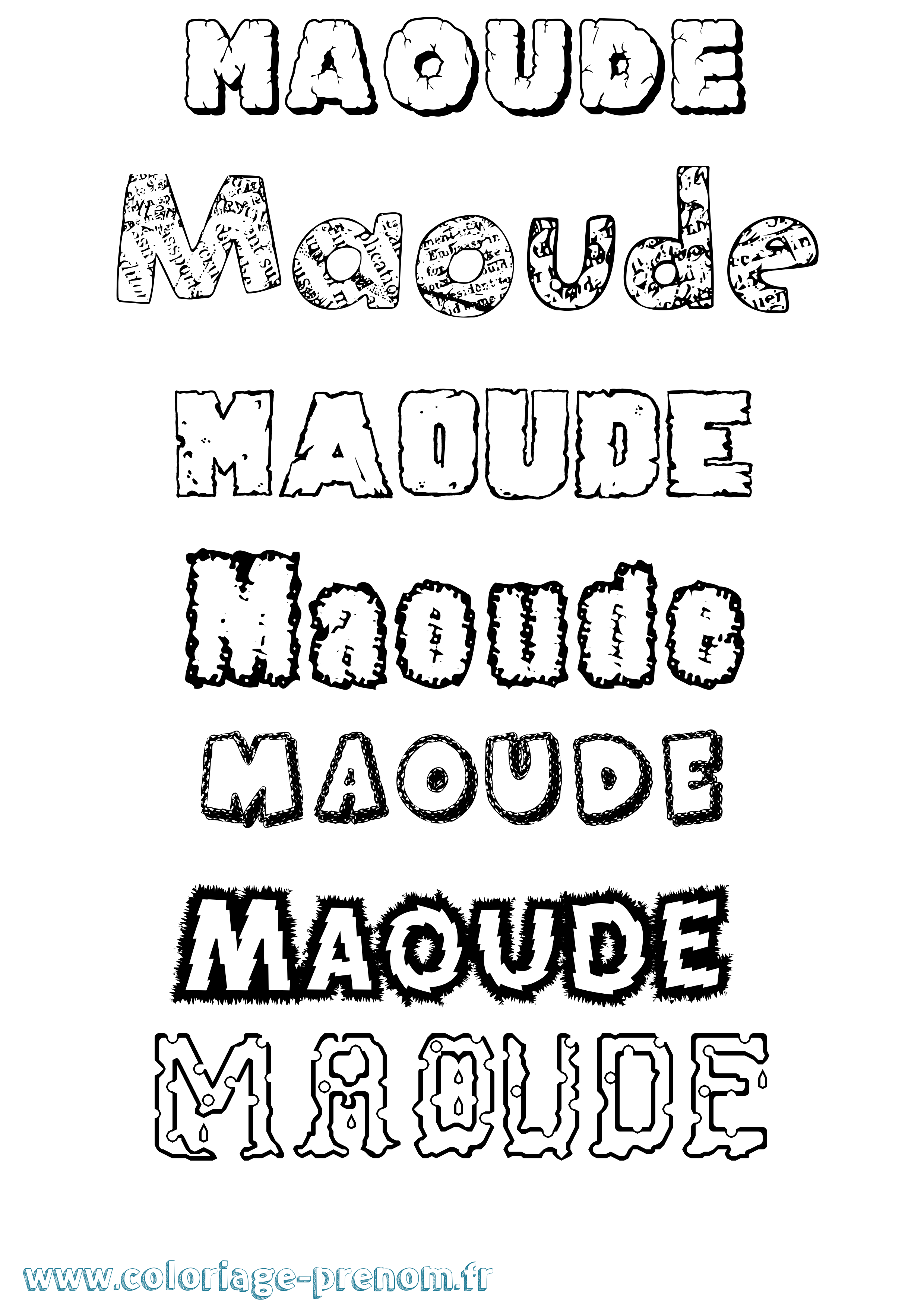 Coloriage Maoude Destructuré Coloriage prénom Maoude Destructuré