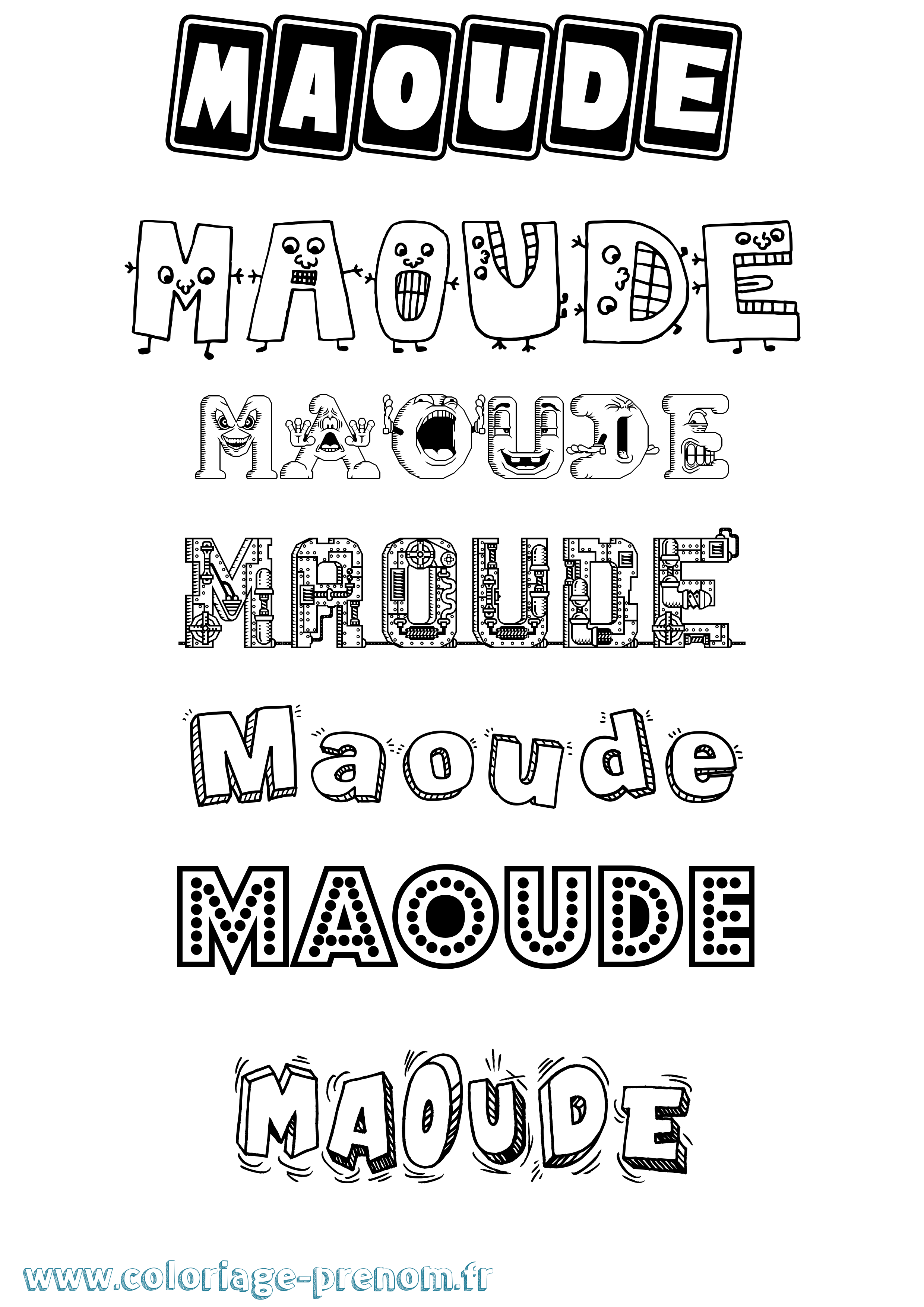 Coloriage Maoude Fun Coloriage prénom Maoude Fun