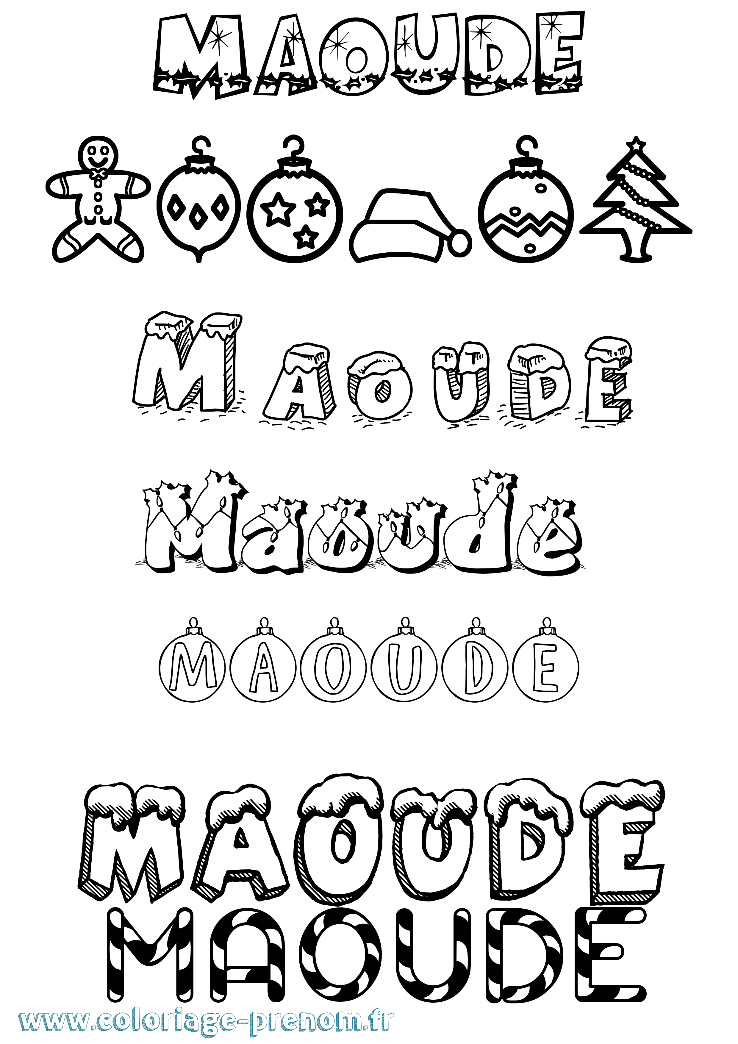 Coloriage Maoude Noël Coloriage prénom Maoude Noël