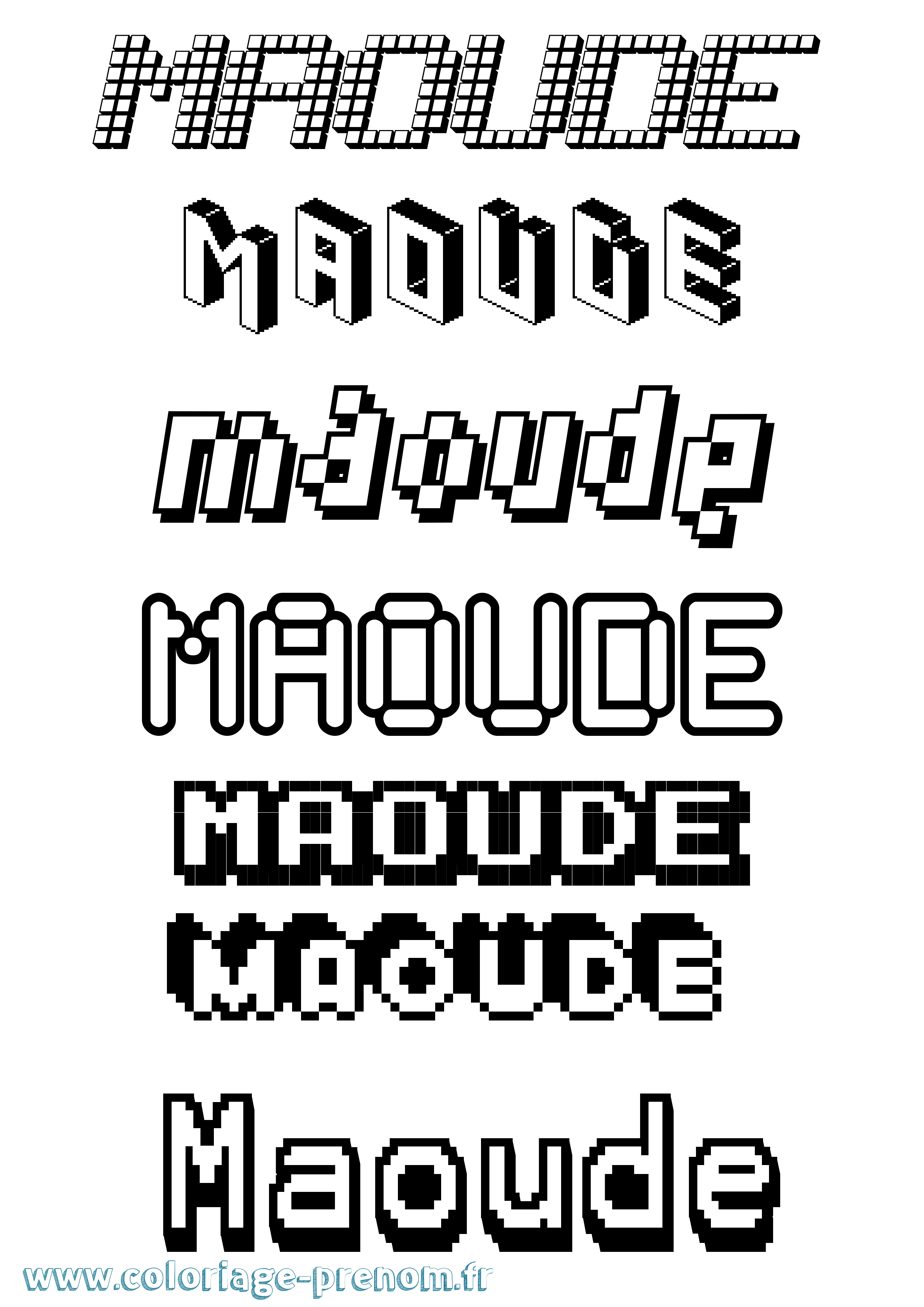 Coloriage Maoude Pixel Coloriage prénom Maoude Pixel