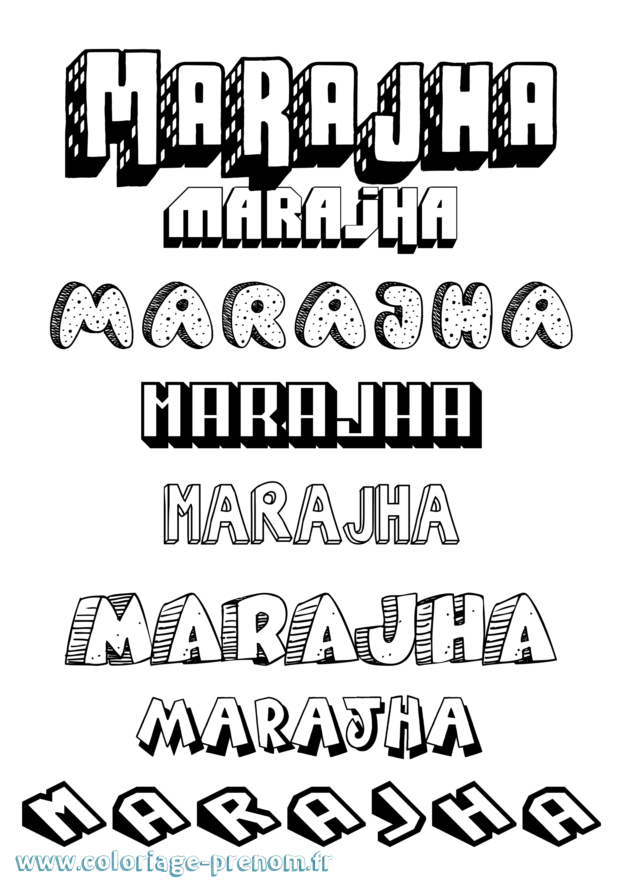 Coloriage Marajha Effet 3D Coloriage prénom Marajha Effet 3D