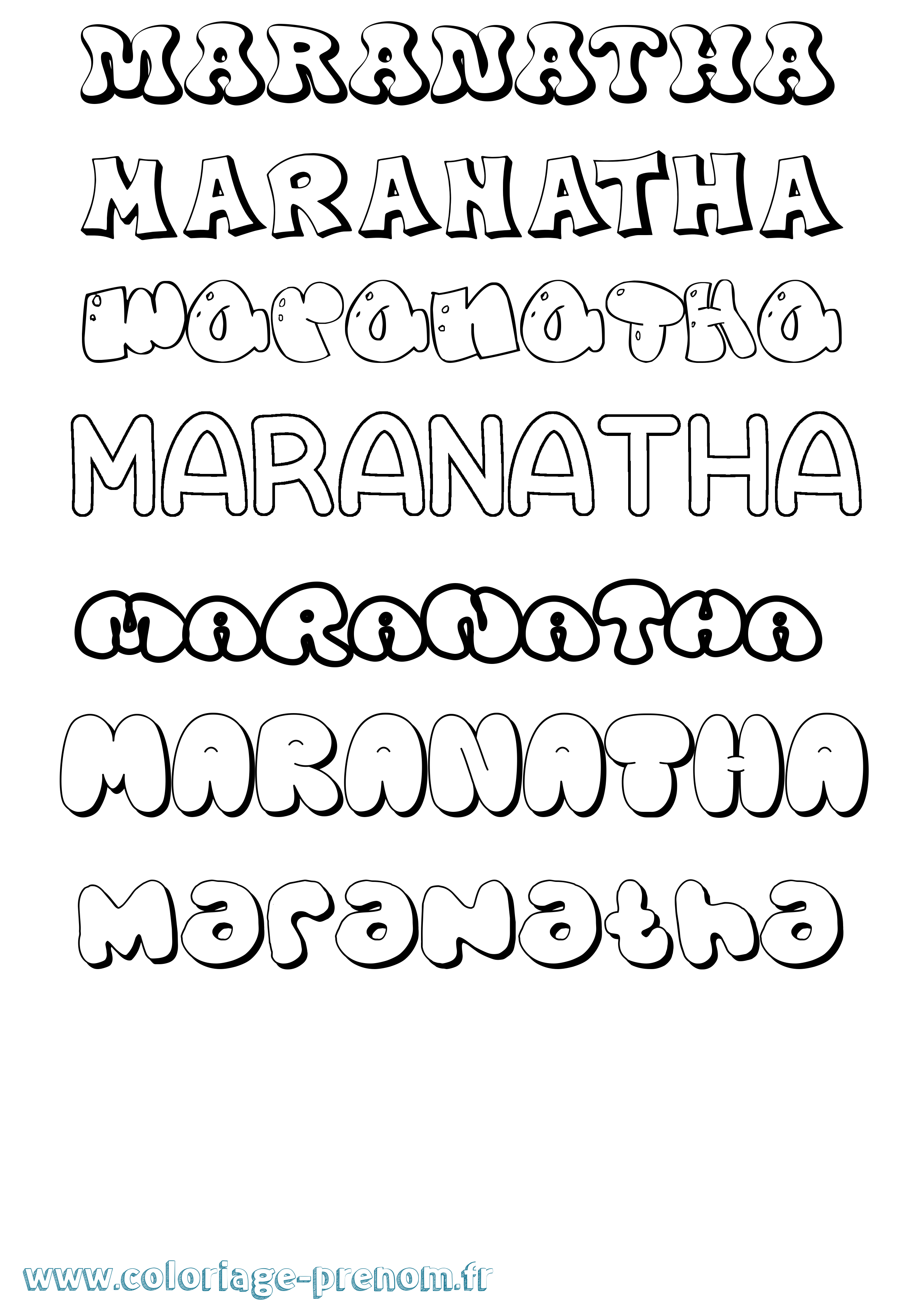 Coloriage Maranatha Bubble Coloriage prénom Maranatha Bubble