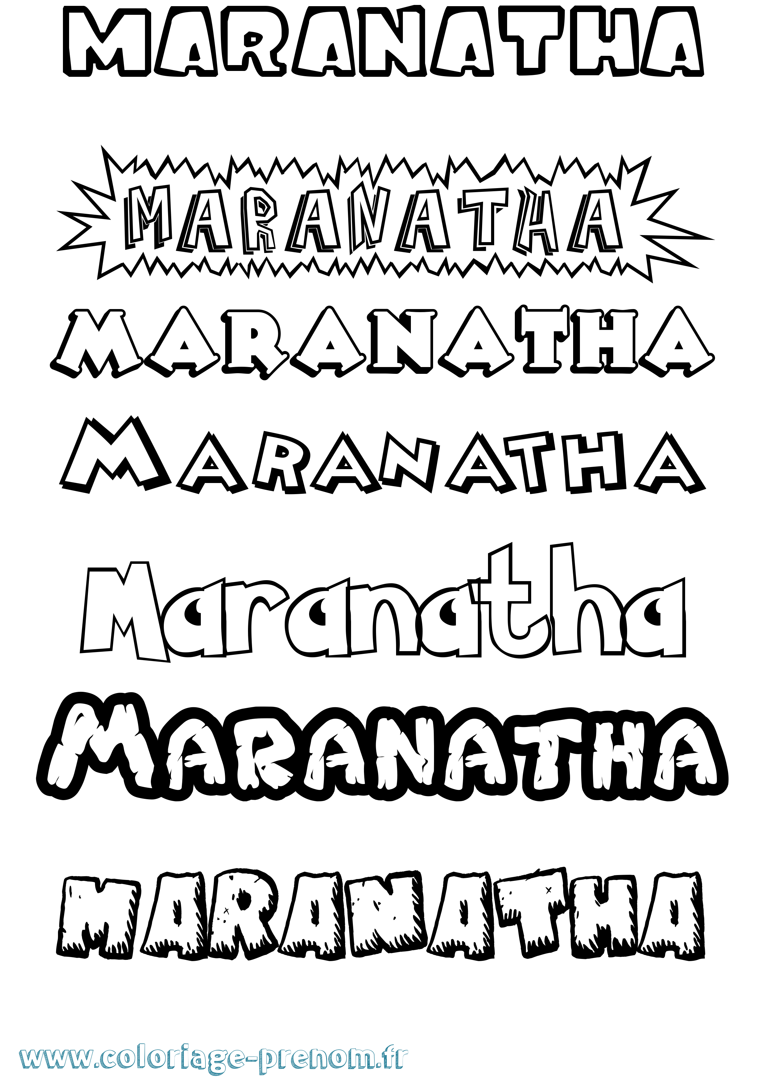 Coloriage Maranatha Dessin Animé Coloriage prénom Maranatha Dessin Animé