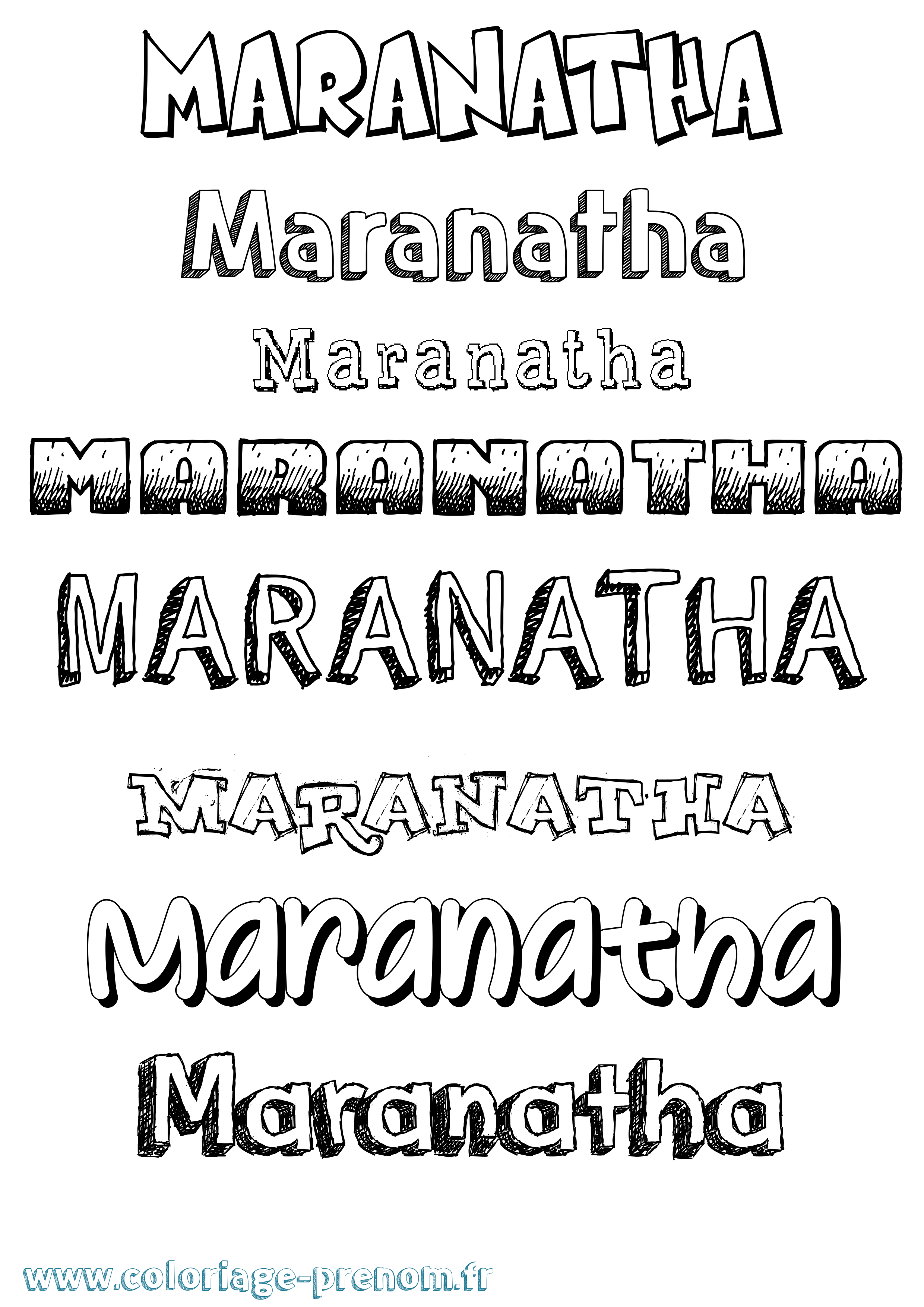 Coloriage Maranatha Dessiné Coloriage prénom Maranatha Dessiné