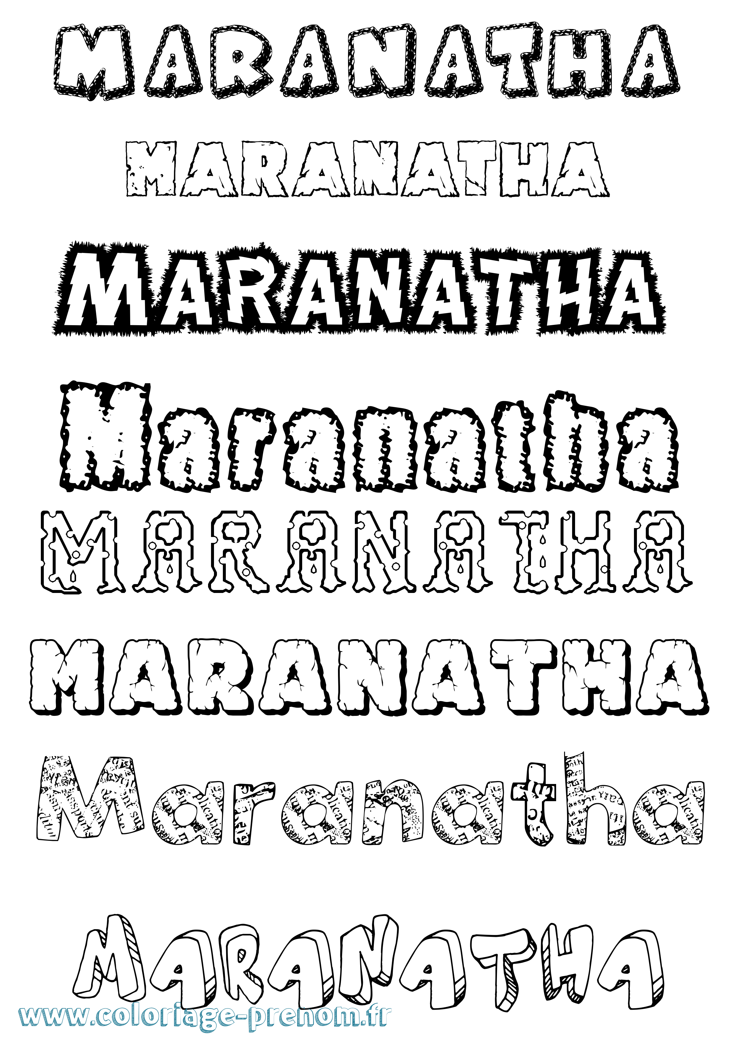 Coloriage Maranatha Destructuré Coloriage prénom Maranatha Destructuré