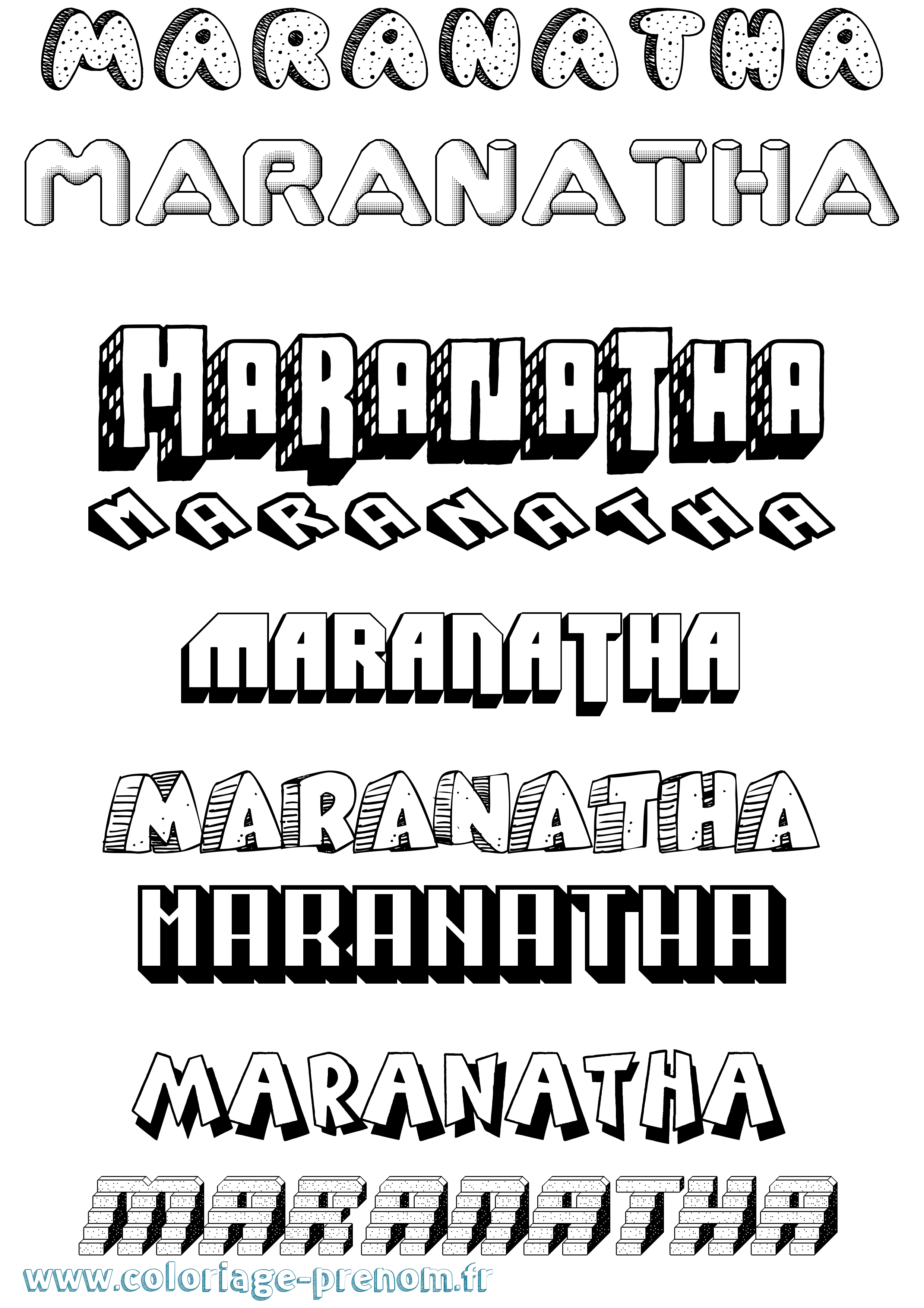 Coloriage Maranatha Effet 3D Coloriage prénom Maranatha Effet 3D