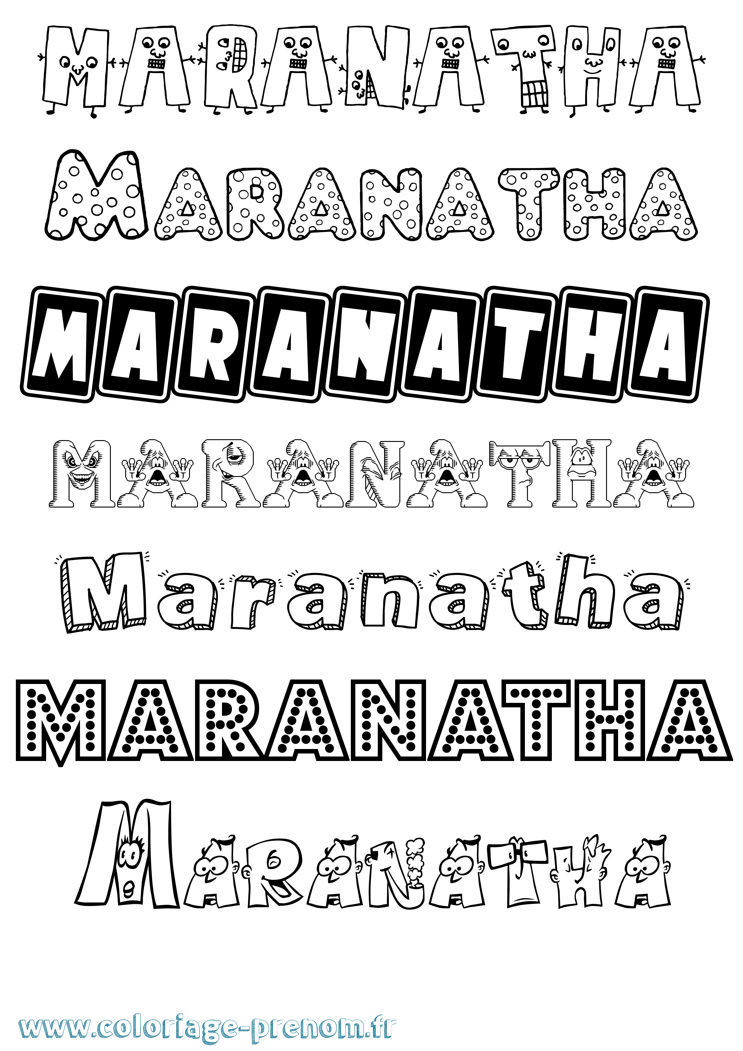 Coloriage Maranatha Fun Coloriage prénom Maranatha Fun