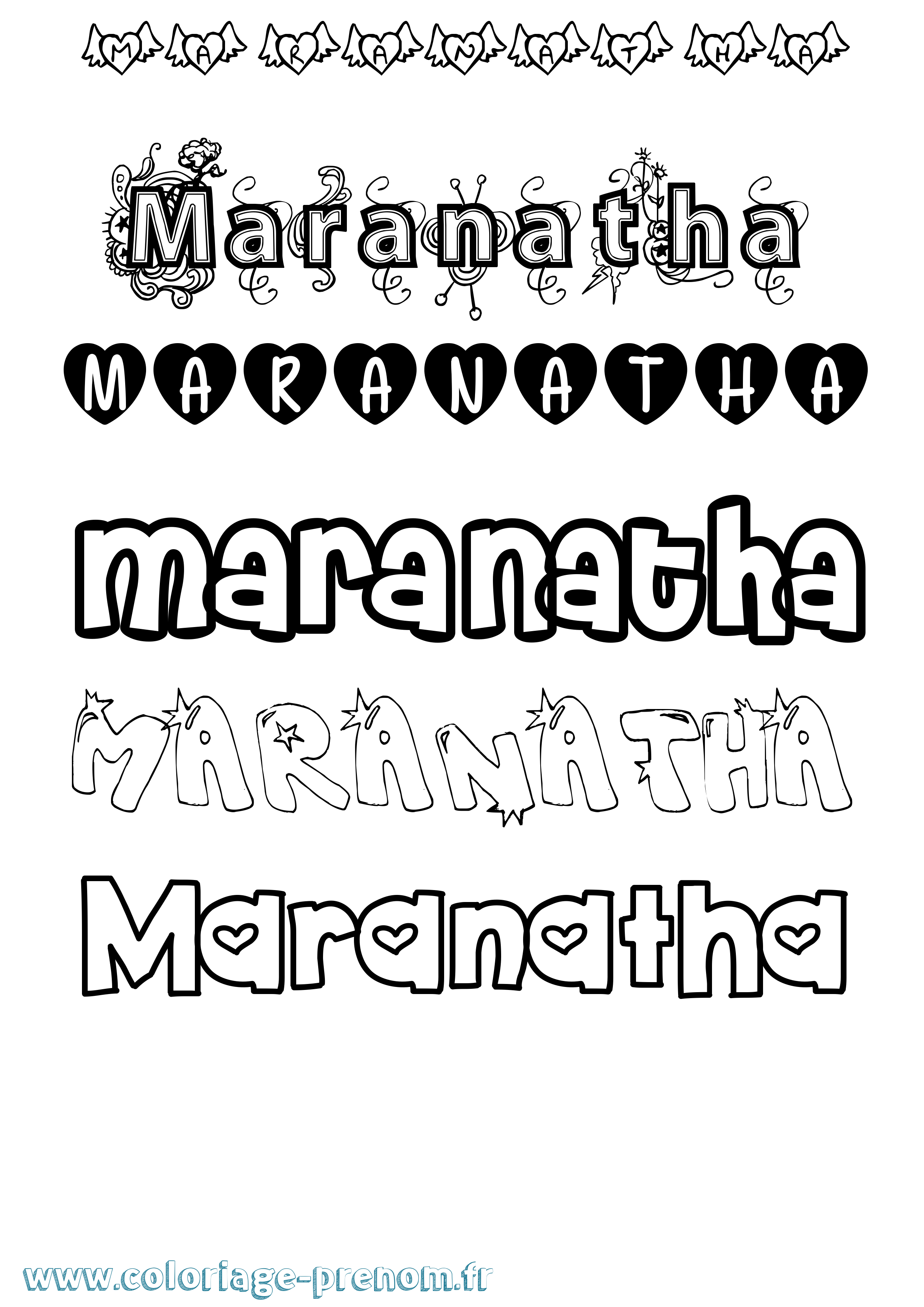 Coloriage Maranatha Girly Coloriage prénom Maranatha Girly