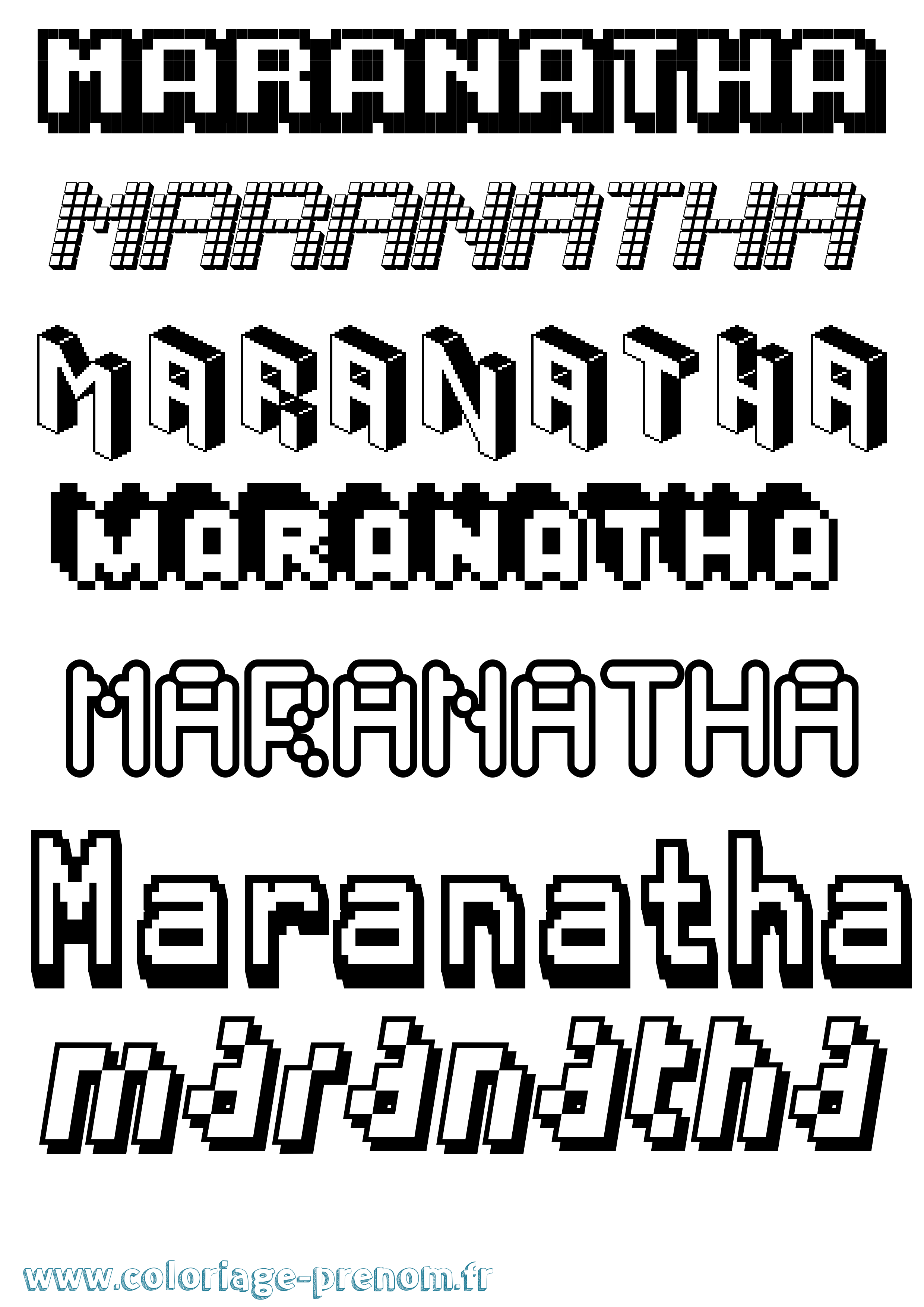 Coloriage Maranatha Pixel Coloriage prénom Maranatha Pixel