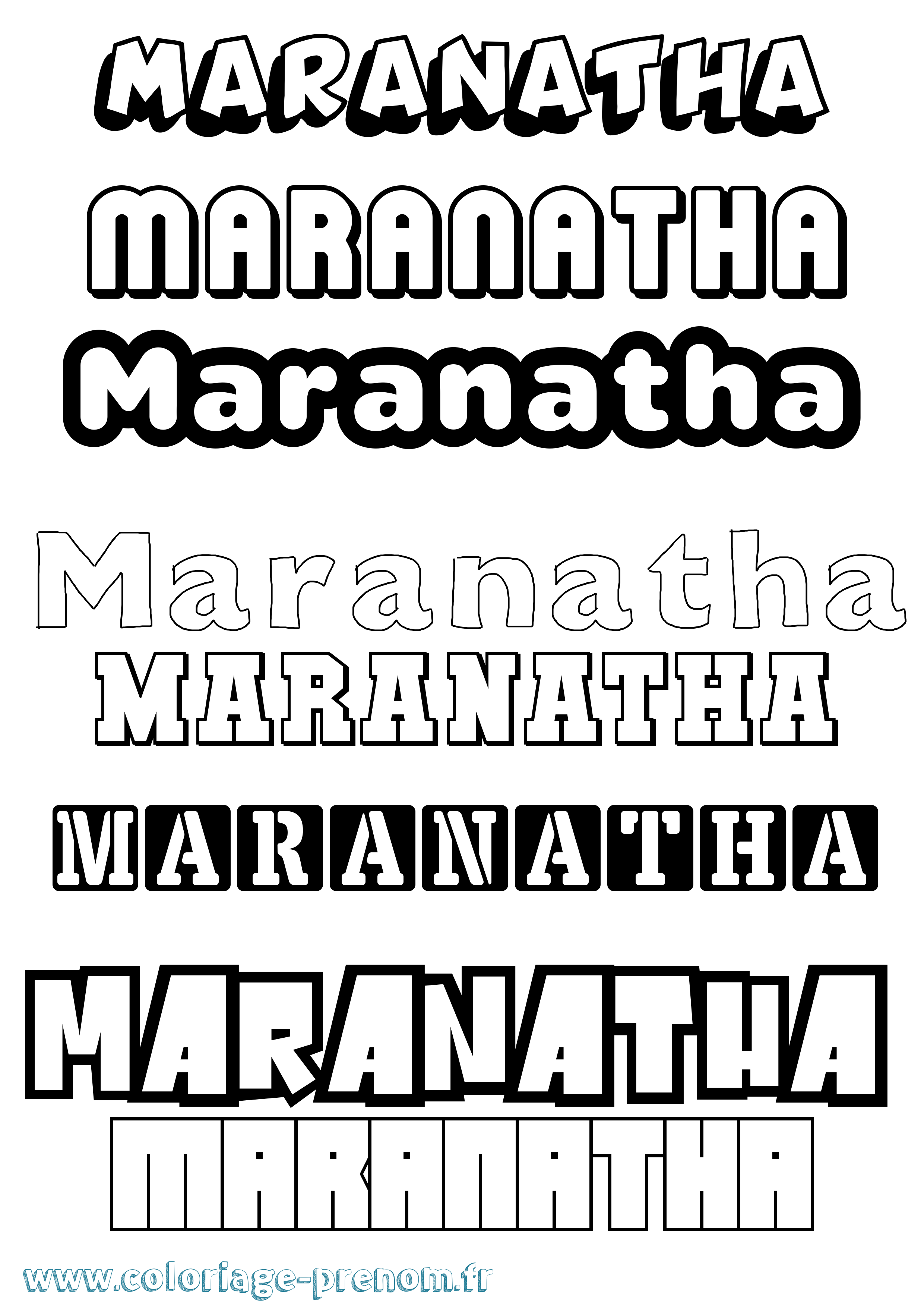 Coloriage Maranatha Simple Coloriage prénom Maranatha Simple