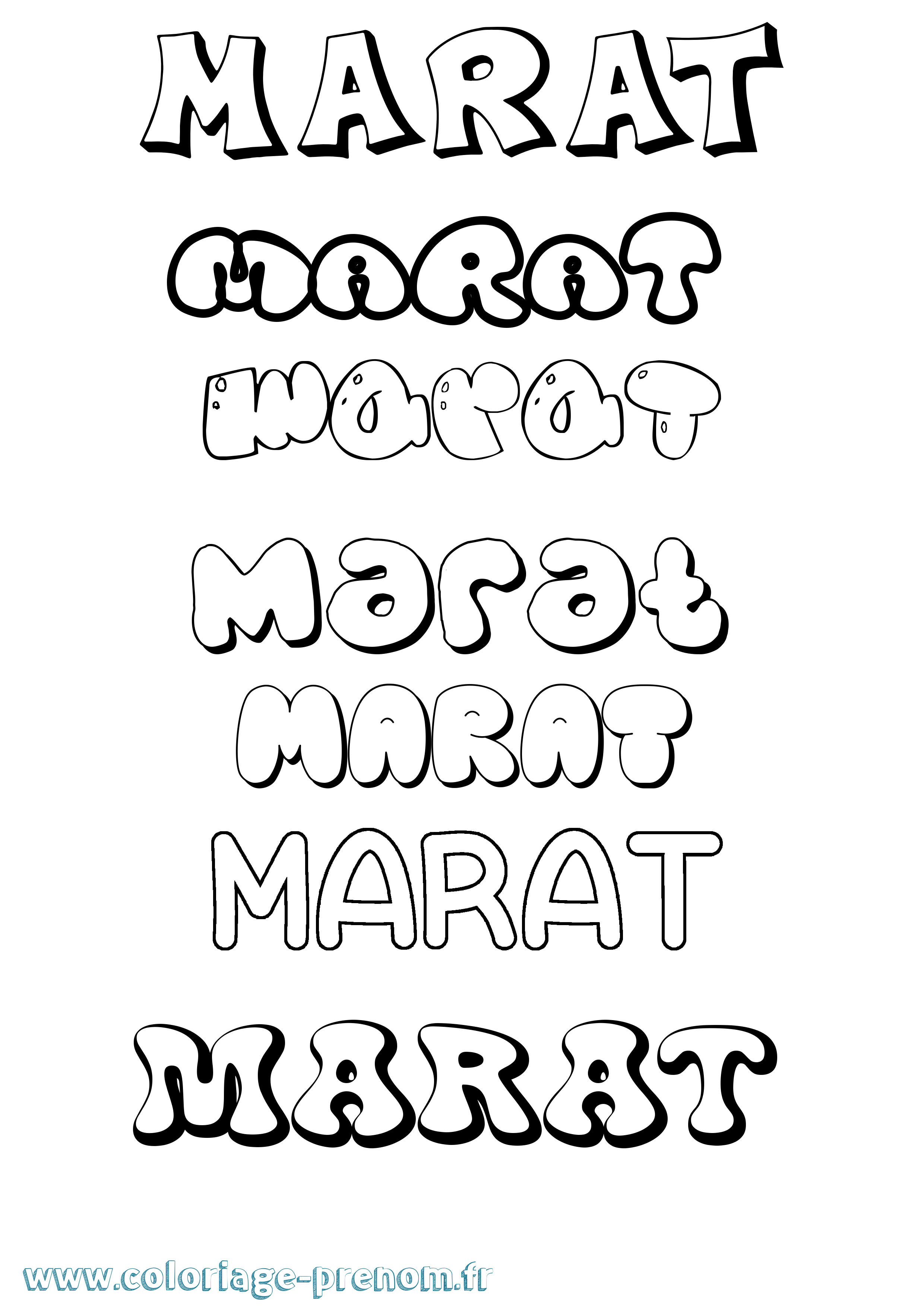 Coloriage Marat Bubble Coloriage prénom Marat Bubble
