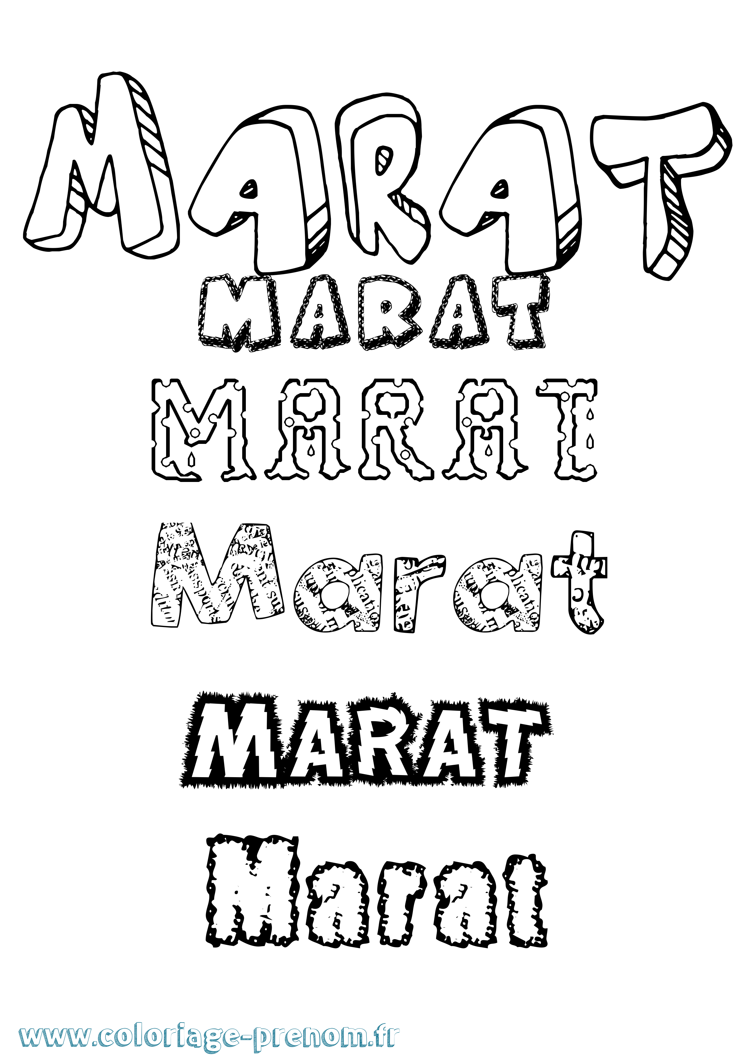 Coloriage Marat Destructuré Coloriage prénom Marat Destructuré