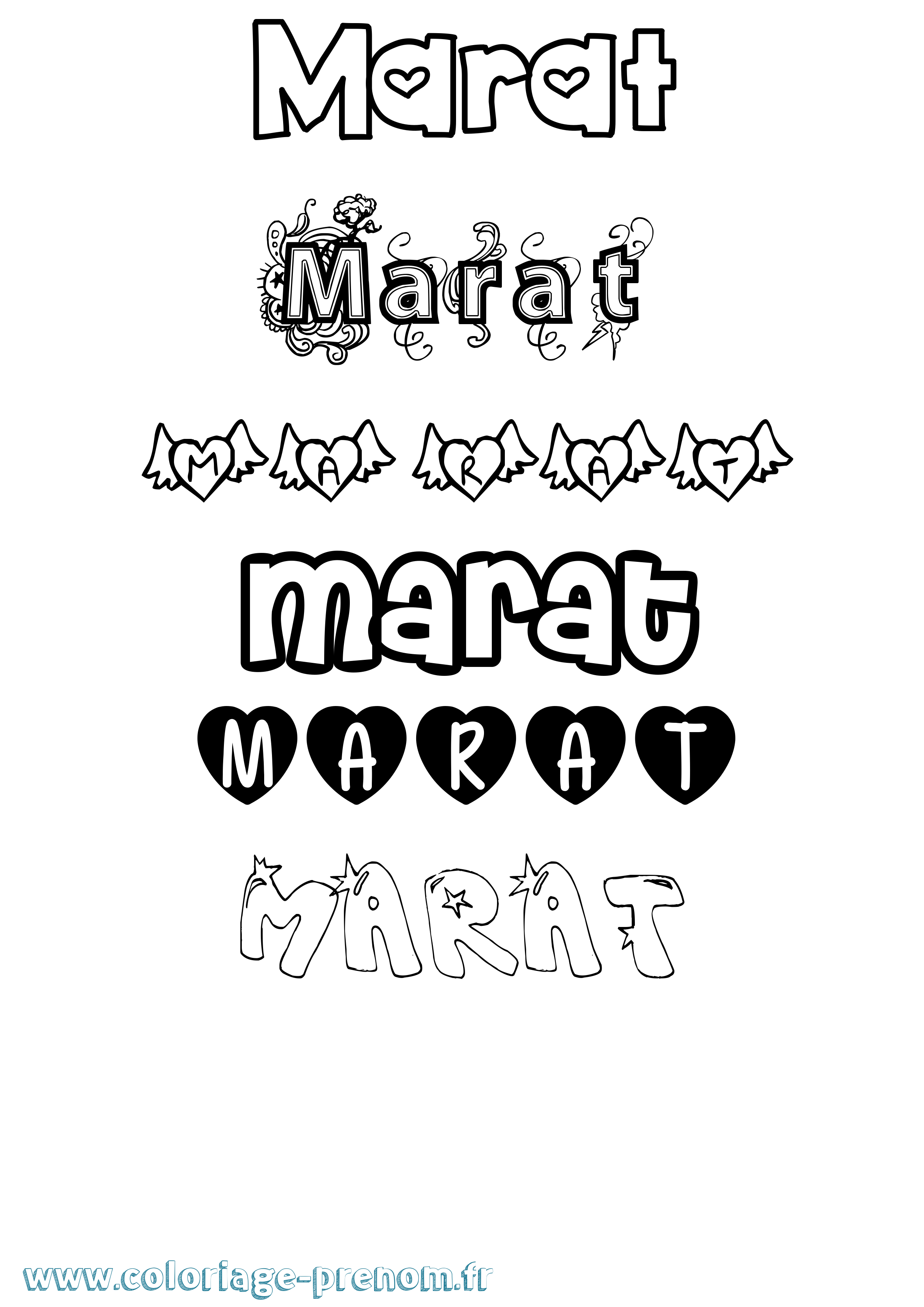 Coloriage Marat Girly Coloriage prénom Marat Girly