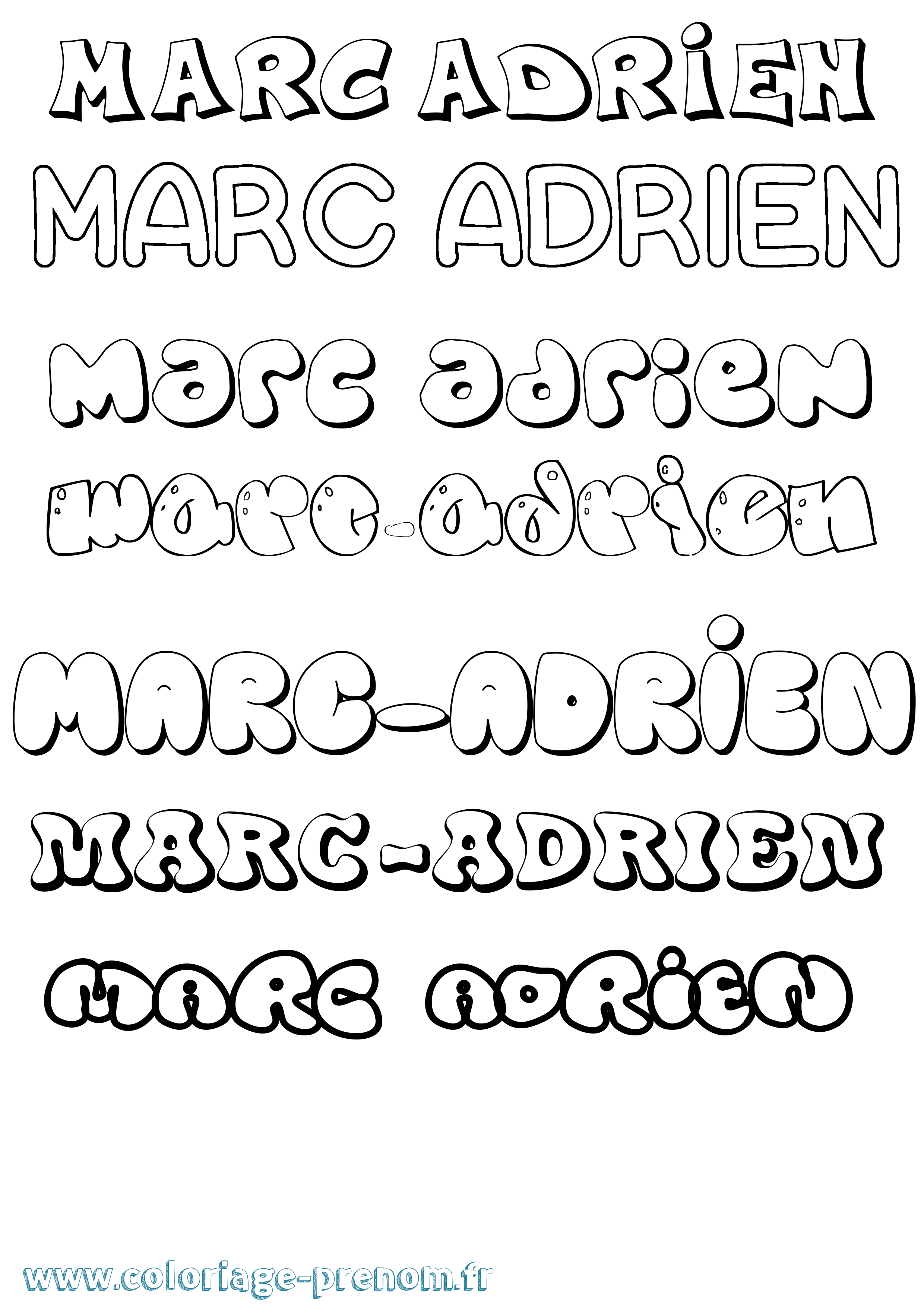 Coloriage Marc-Adrien Bubble Coloriage prénom Marc-Adrien Bubble