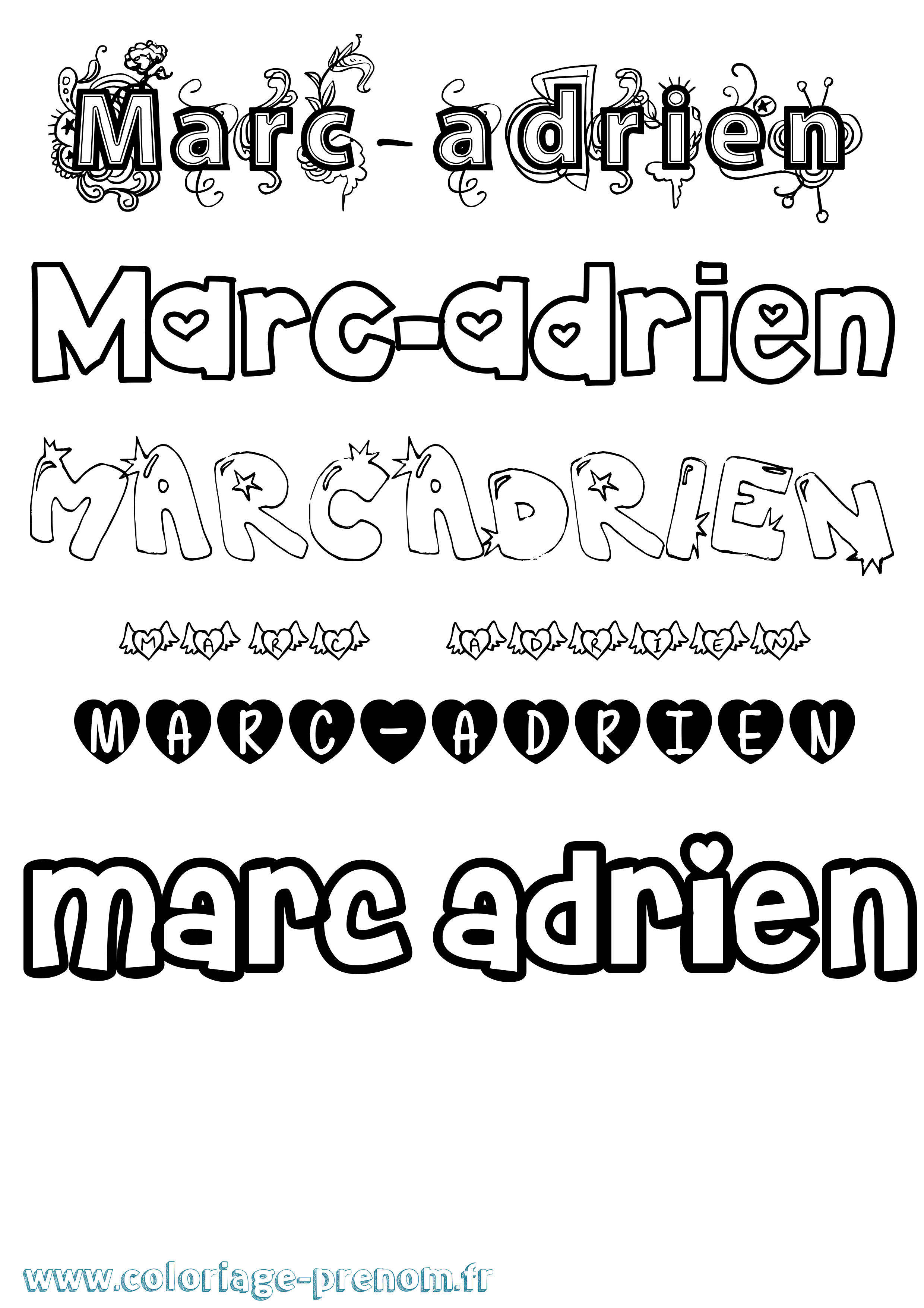 Coloriage Marc-Adrien Girly Coloriage prénom Marc-Adrien Girly