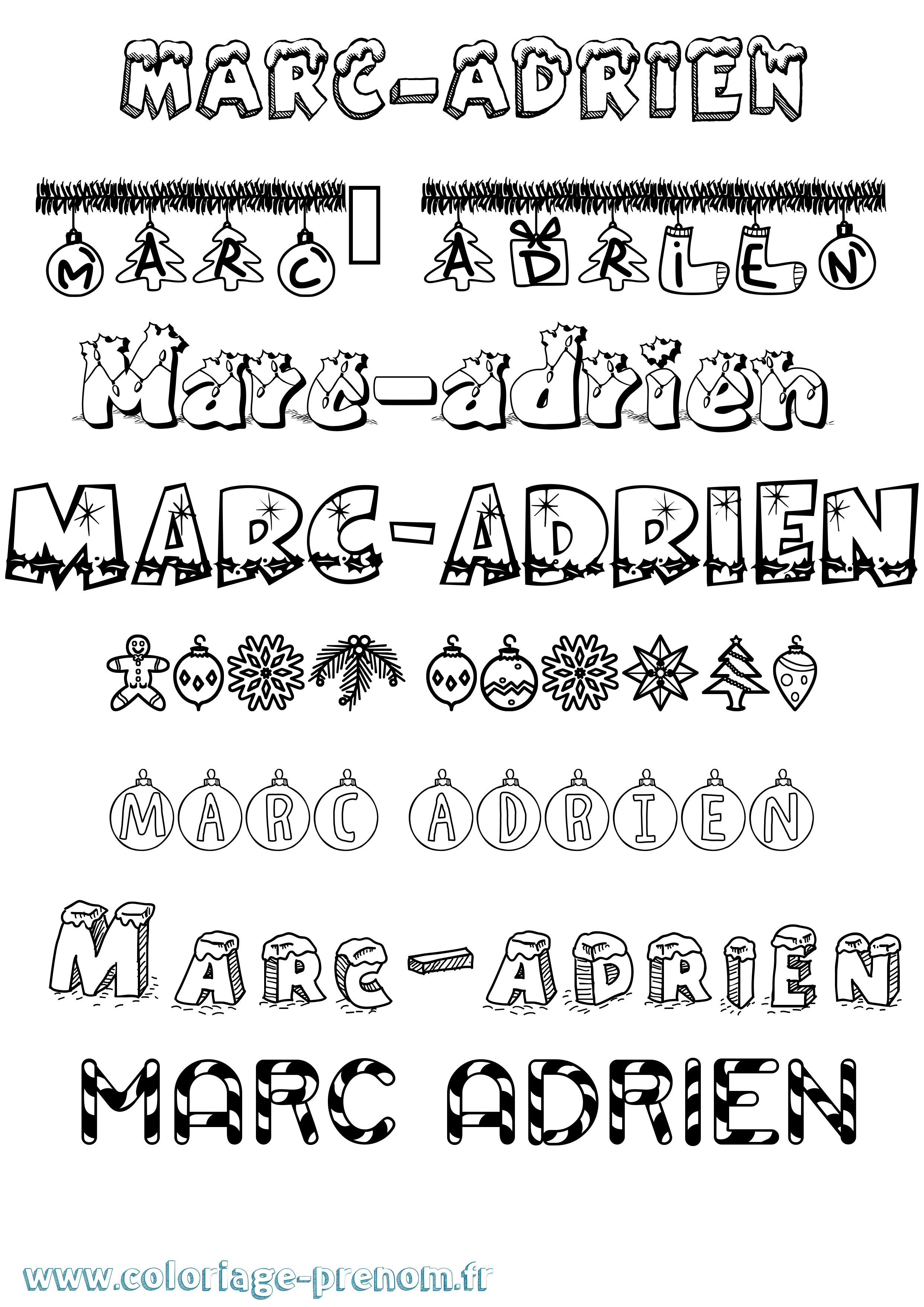 Coloriage Marc-Adrien Noël Coloriage prénom Marc-Adrien Noël