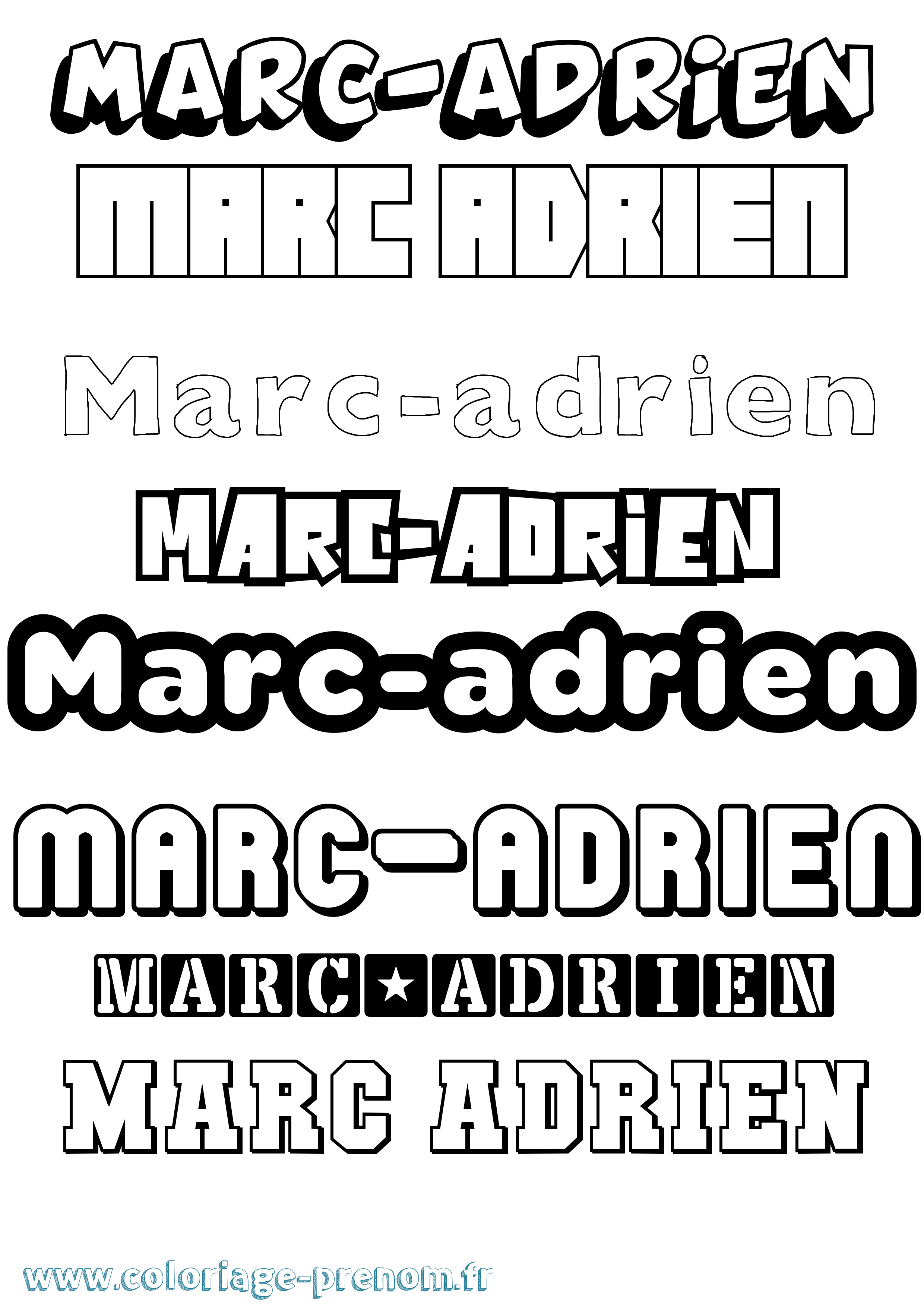Coloriage Marc-Adrien Simple Coloriage prénom Marc-Adrien Simple