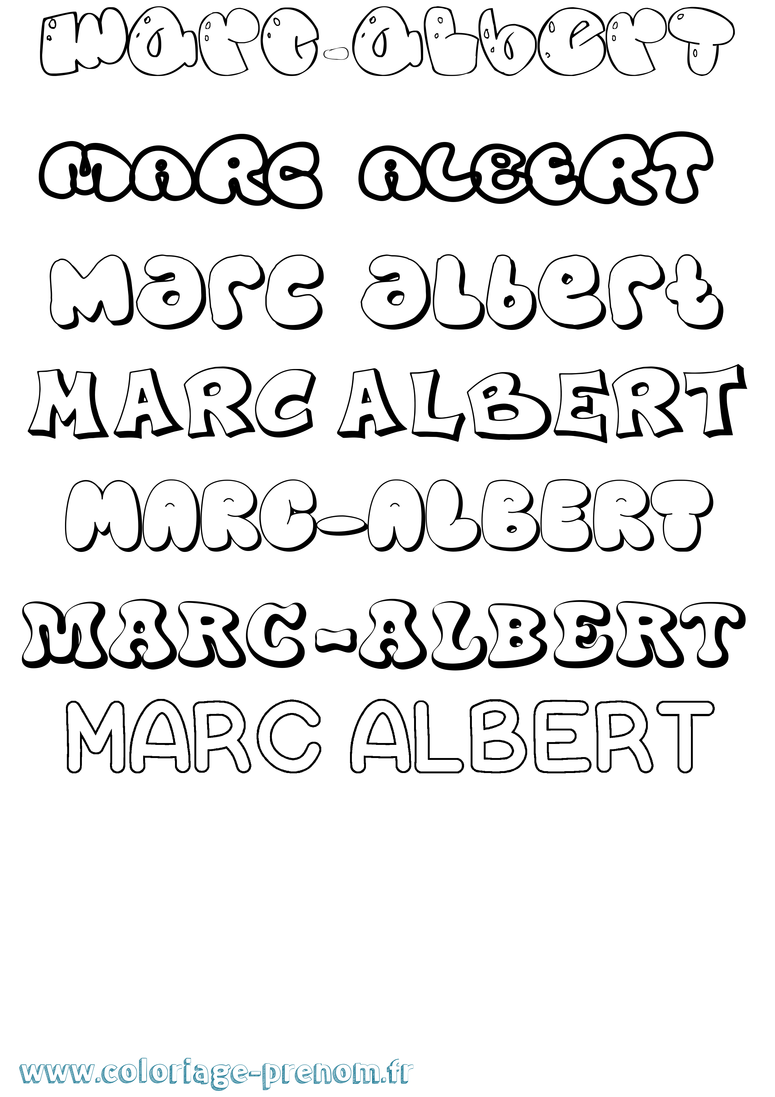 Coloriage Marc-Albert Bubble Coloriage prénom Marc-Albert Bubble