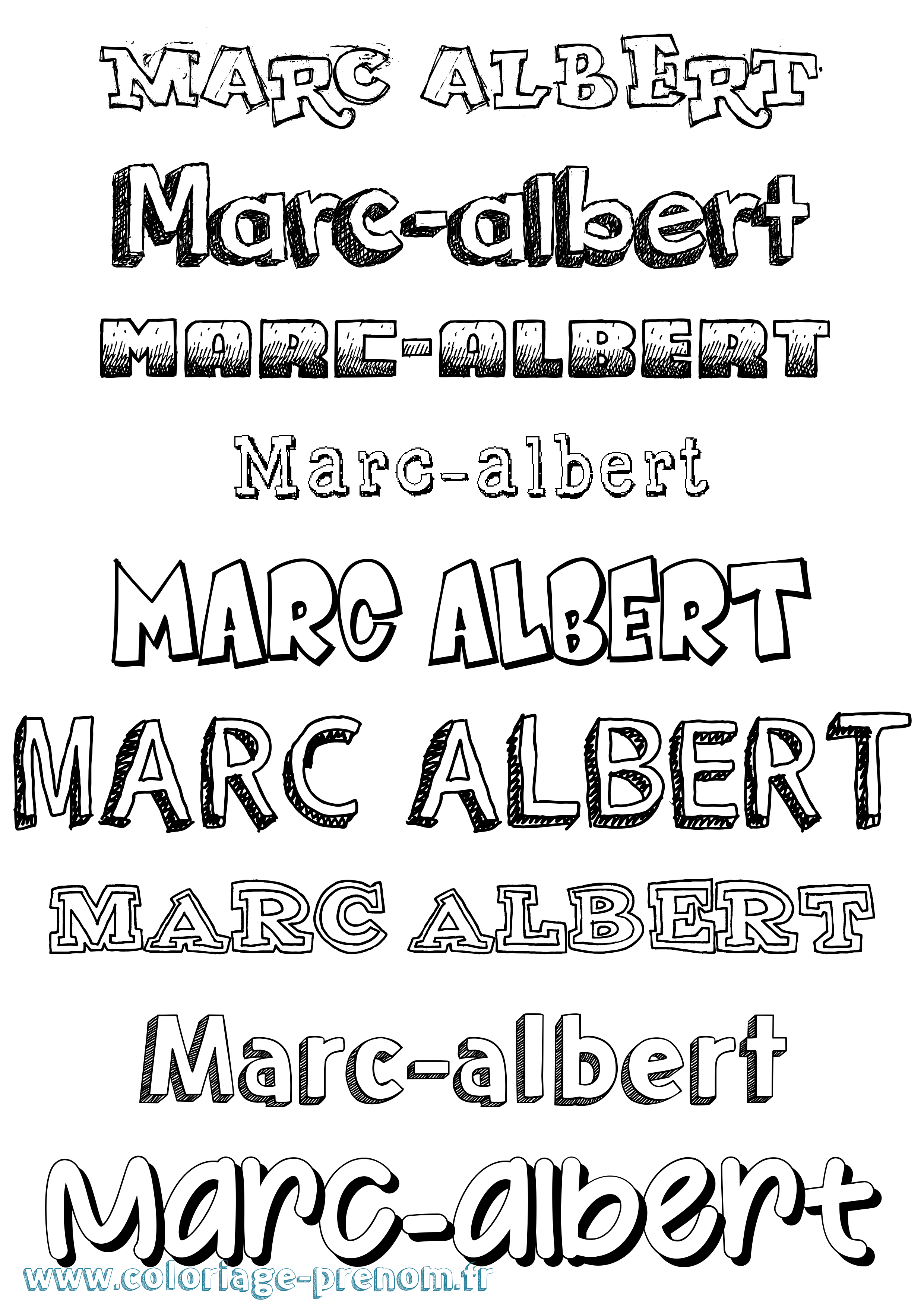 Coloriage Marc-Albert Dessiné Coloriage prénom Marc-Albert Dessiné