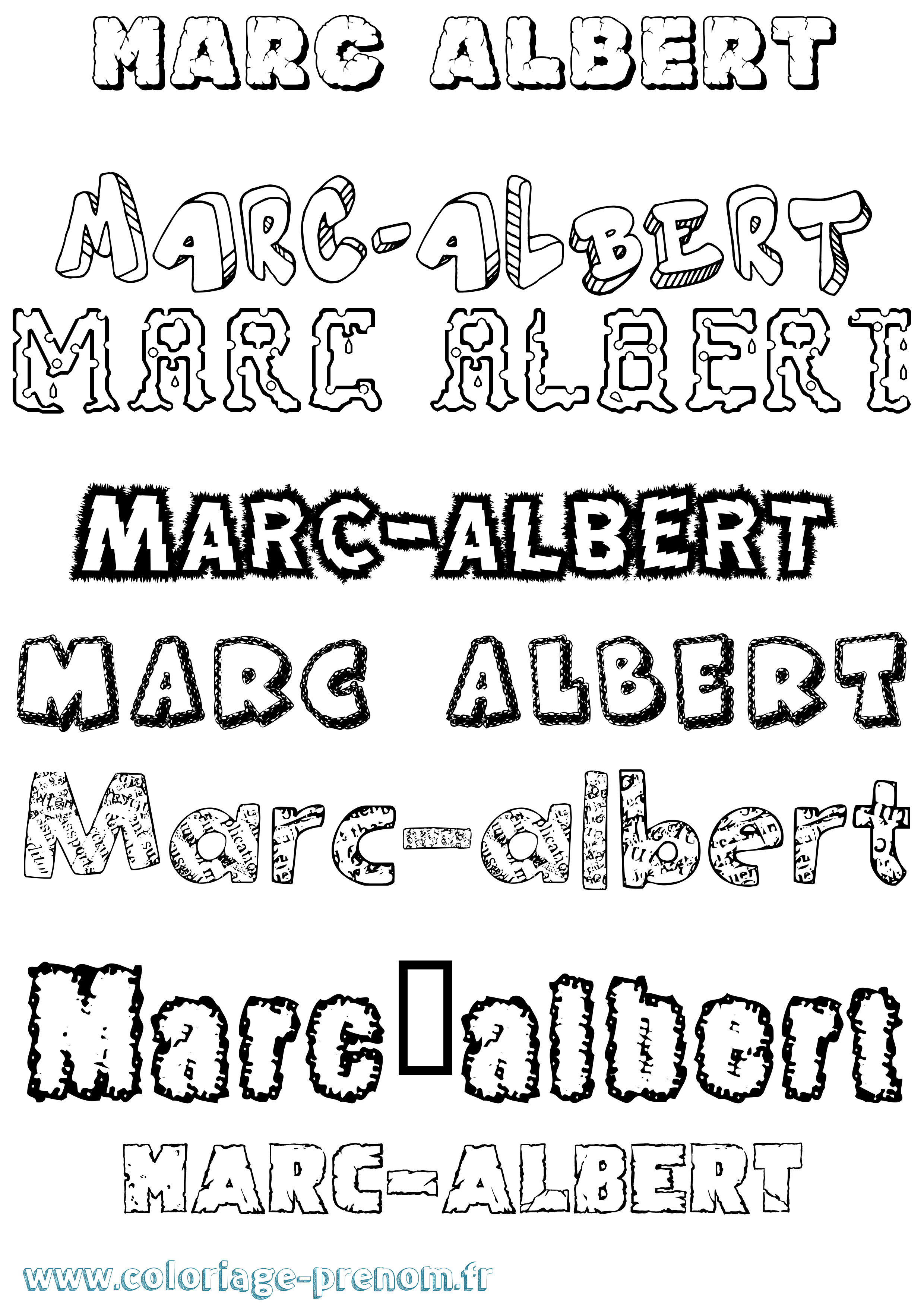 Coloriage Marc-Albert Destructuré Coloriage prénom Marc-Albert Destructuré