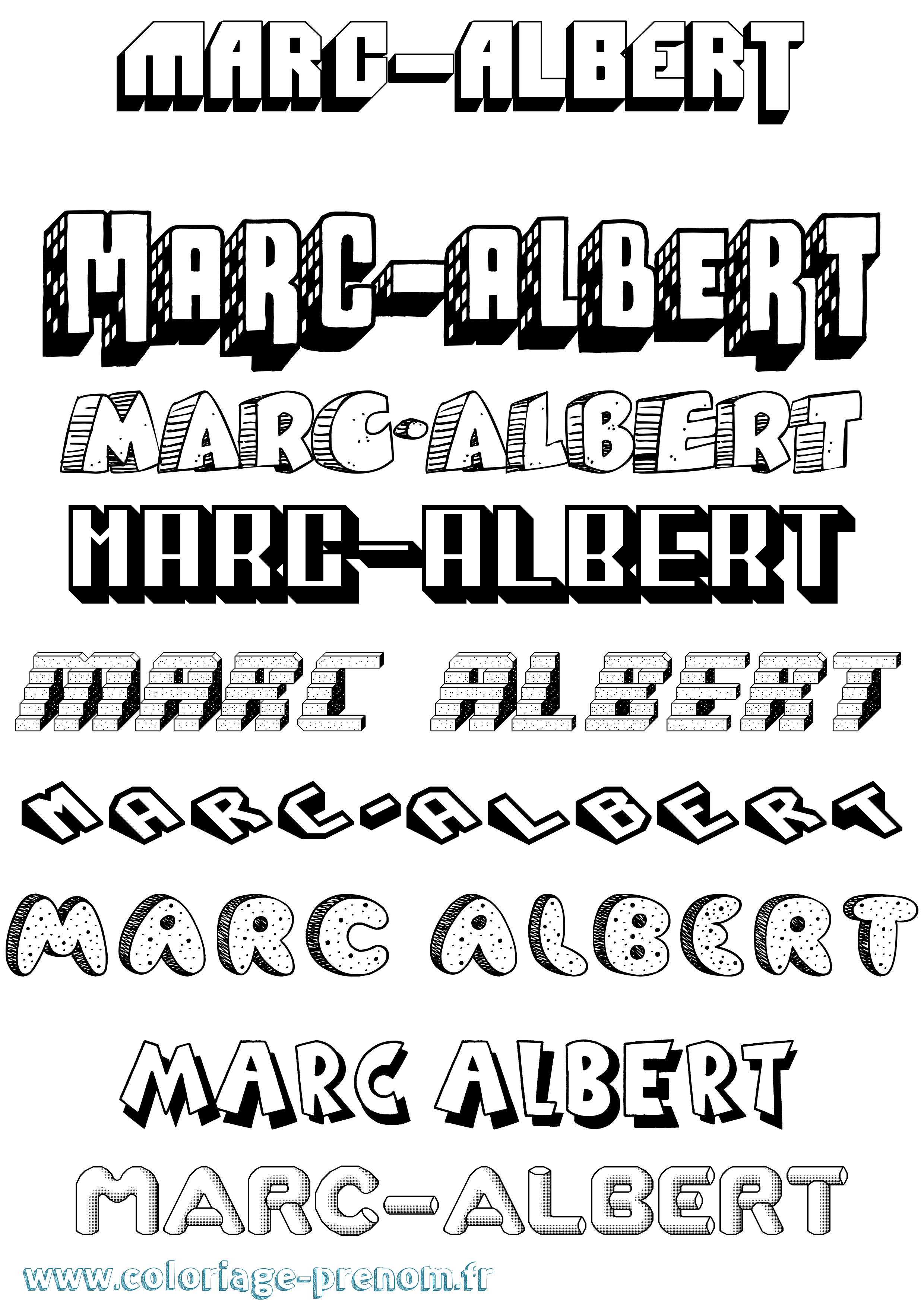 Coloriage Marc-Albert Effet 3D Coloriage prénom Marc-Albert Effet 3D