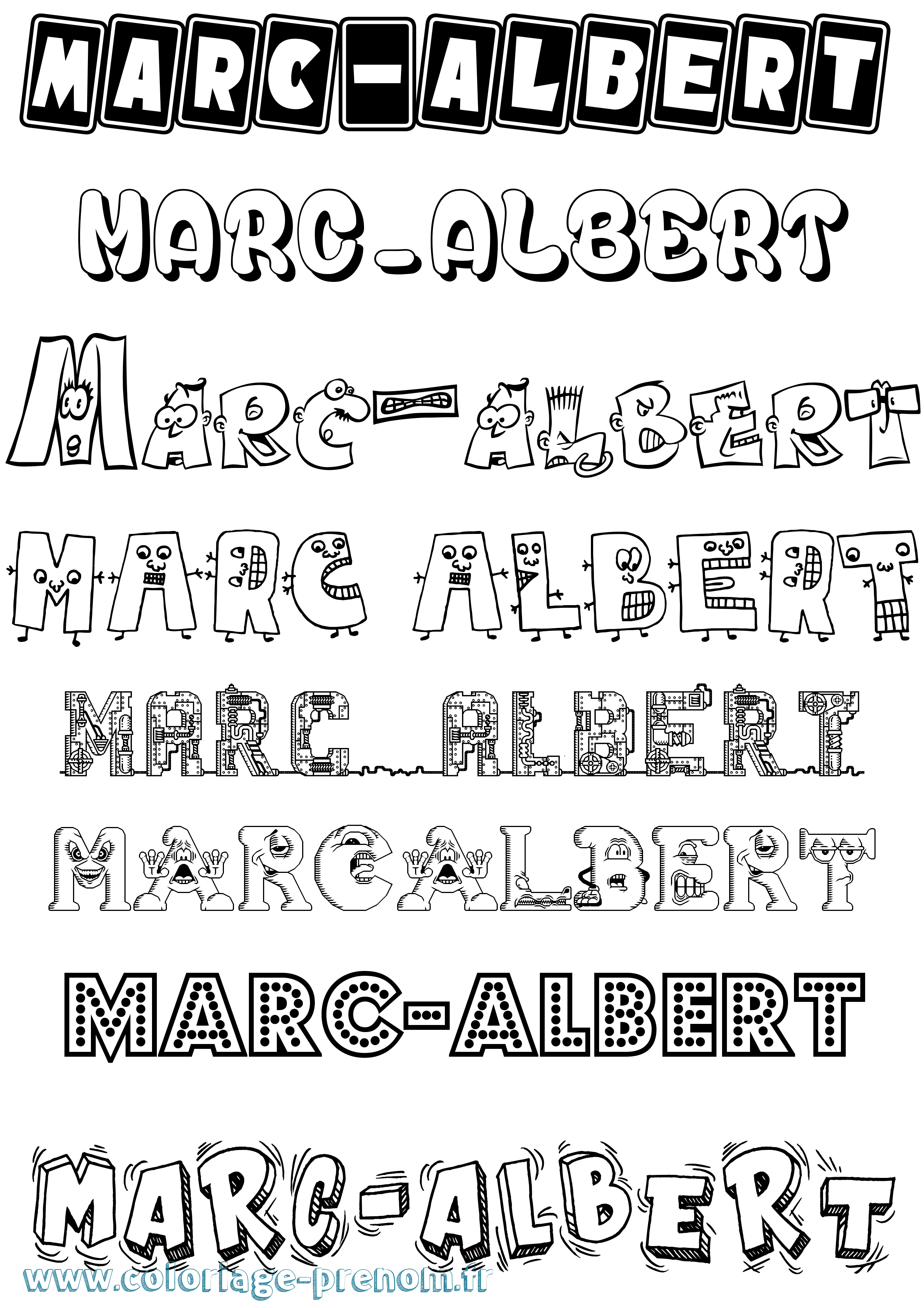 Coloriage Marc-Albert Fun Coloriage prénom Marc-Albert Fun