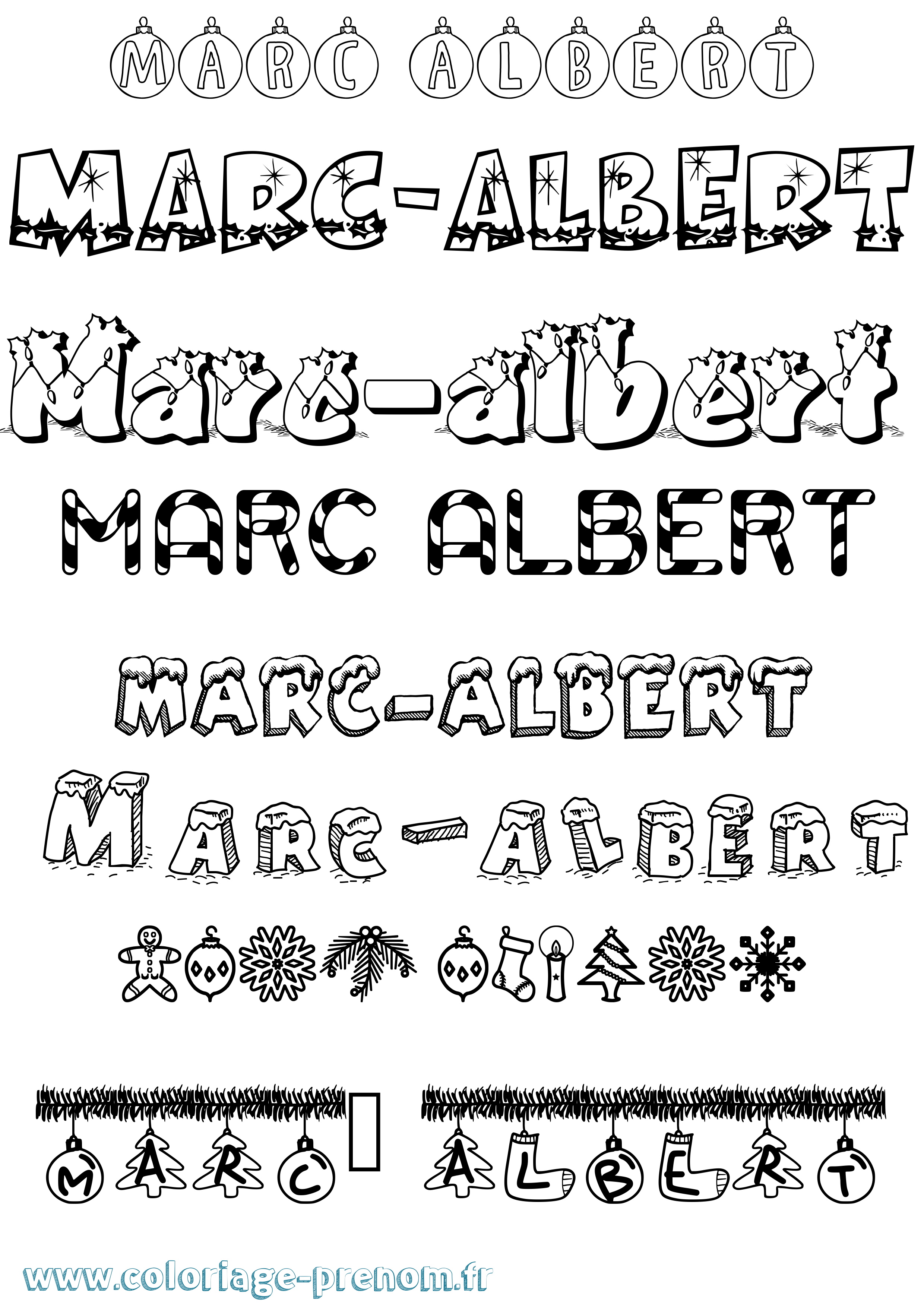 Coloriage Marc-Albert Noël Coloriage prénom Marc-Albert Noël