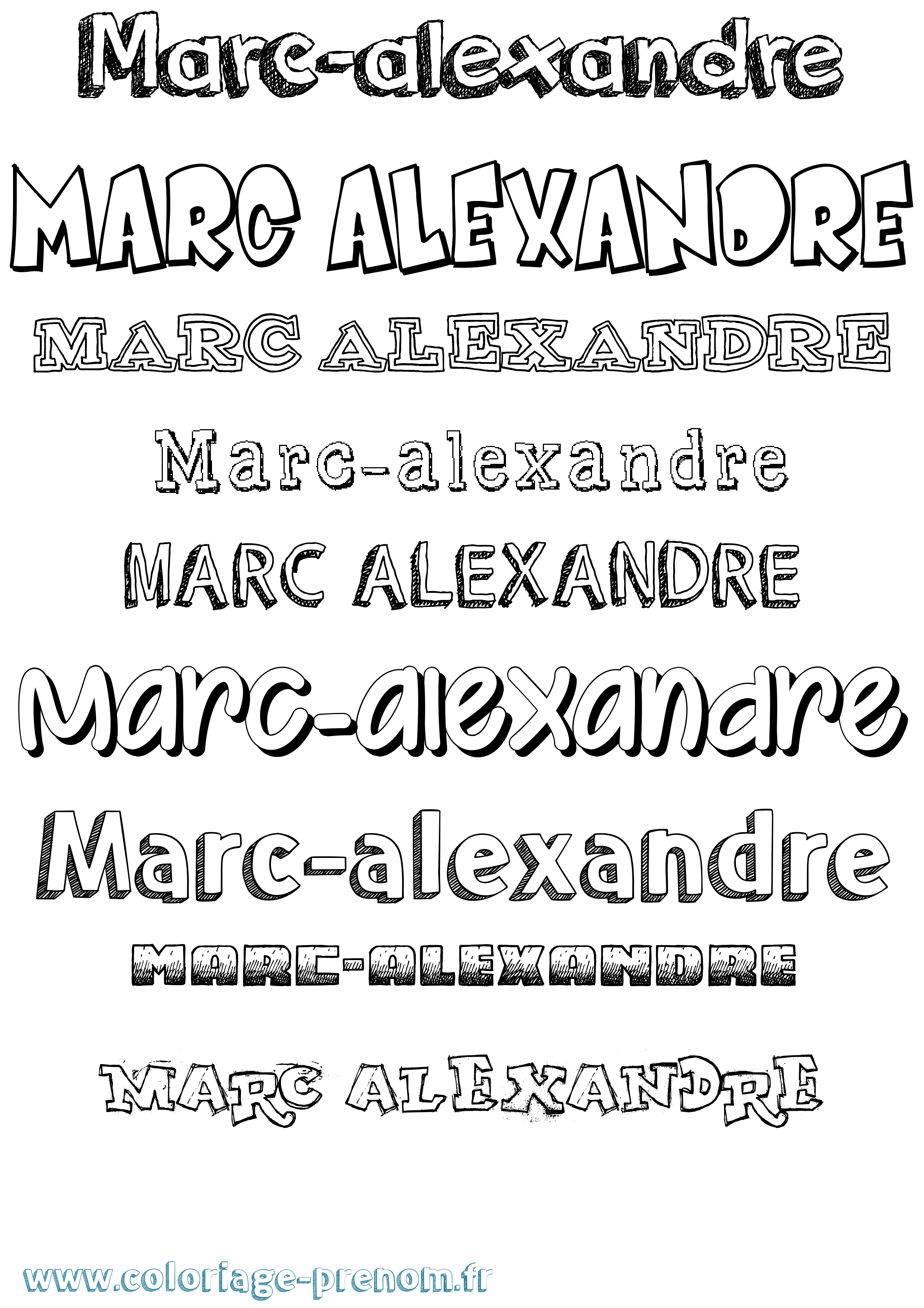 Coloriage Marc-Alexandre Dessiné Coloriage prénom Marc-Alexandre Dessiné