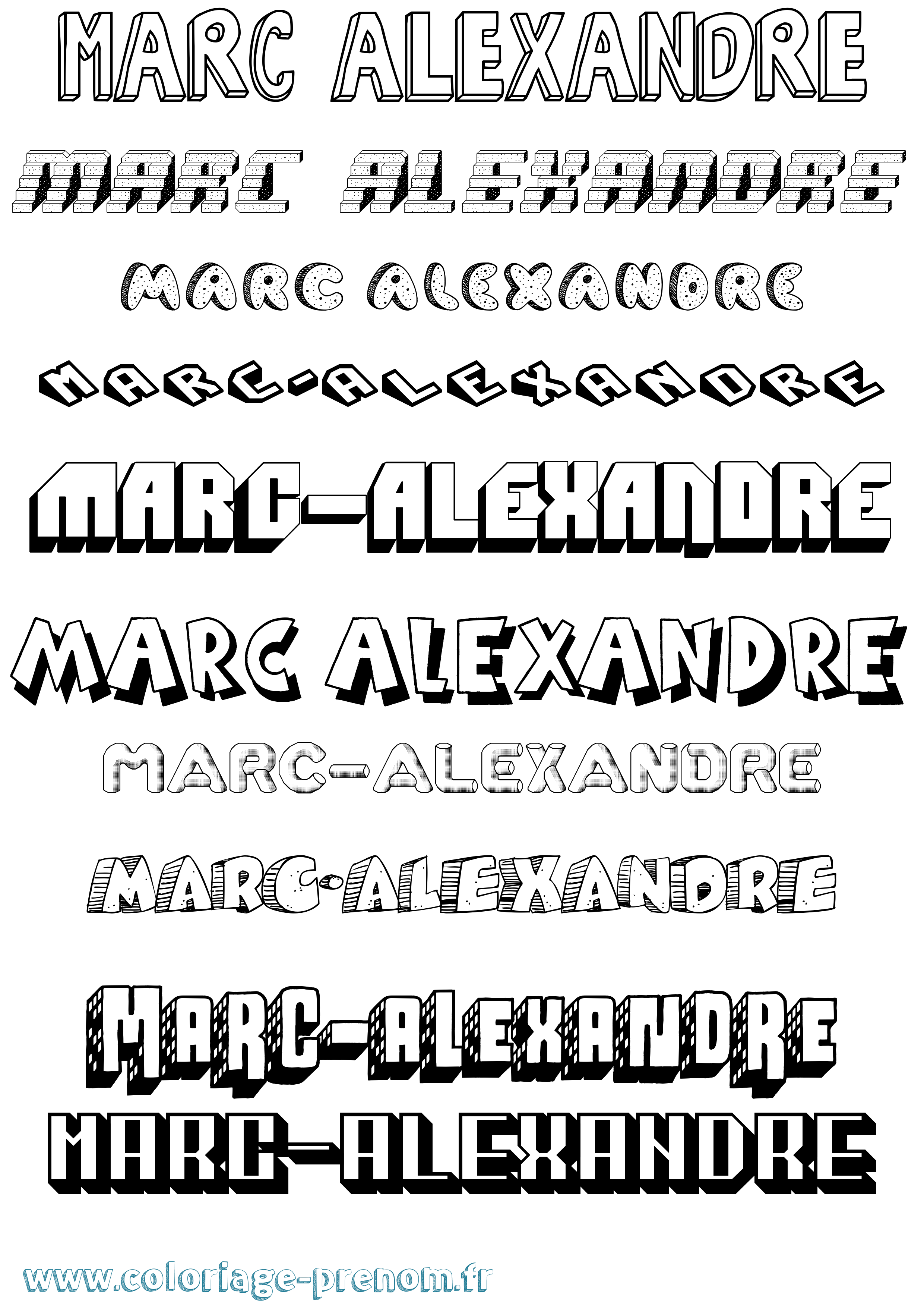 Coloriage Marc-Alexandre Effet 3D Coloriage prénom Marc-Alexandre Effet 3D