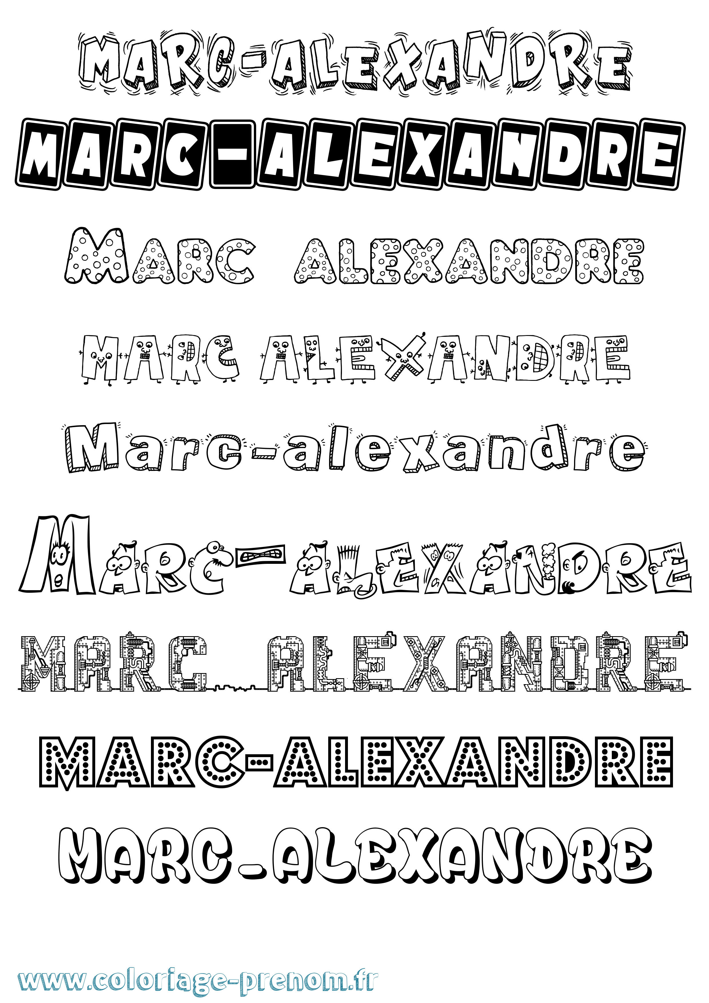 Coloriage Marc-Alexandre Fun Coloriage prénom Marc-Alexandre Fun