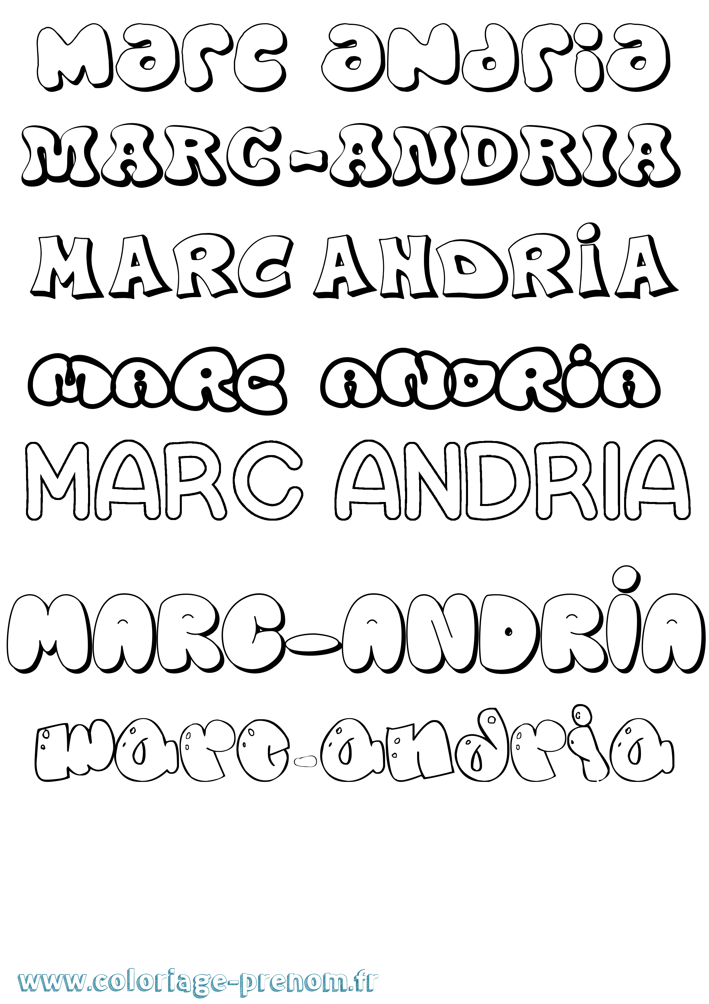 Coloriage Marc-Andria Bubble Coloriage prénom Marc-Andria Bubble