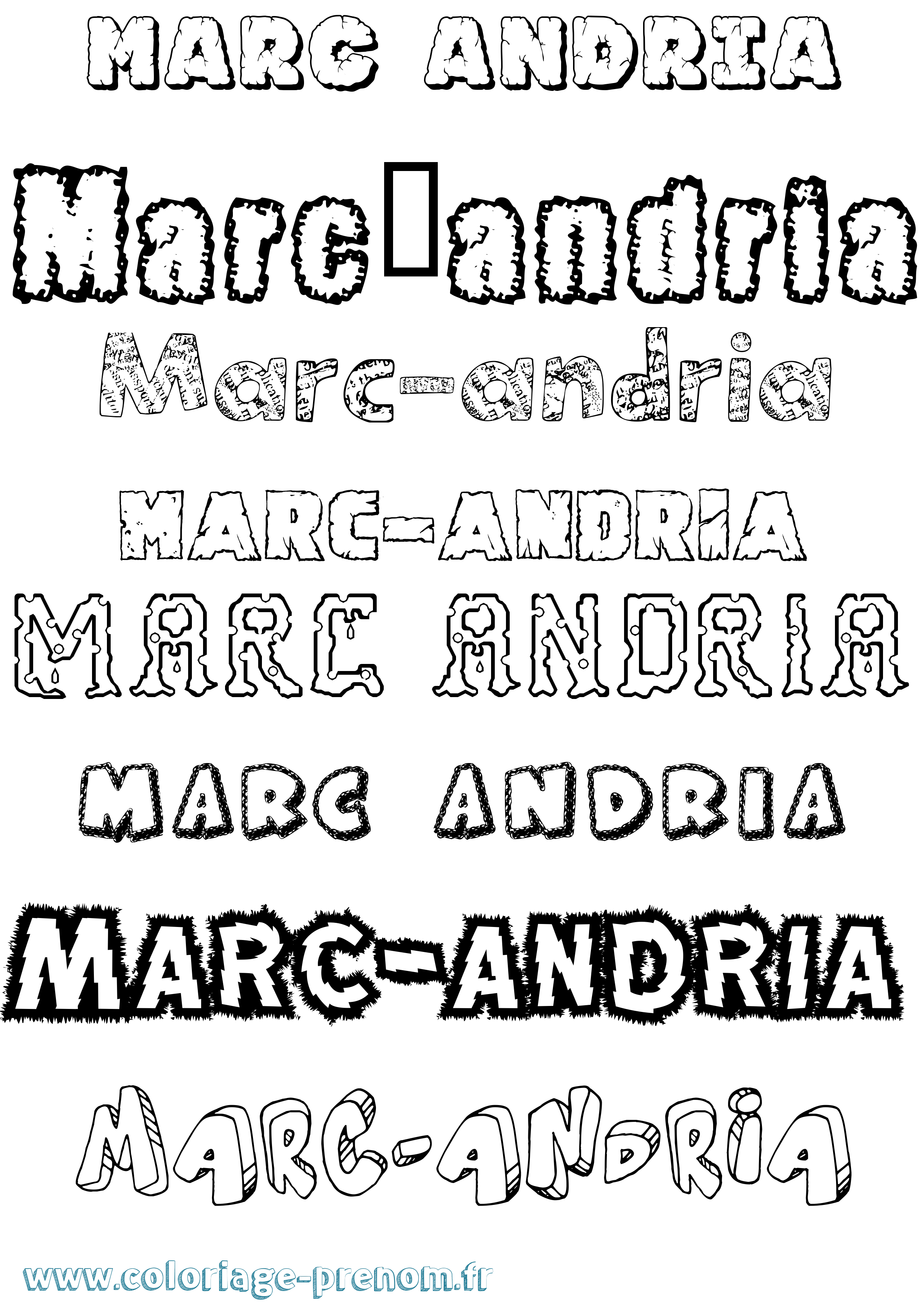 Coloriage Marc-Andria Destructuré Coloriage prénom Marc-Andria Destructuré