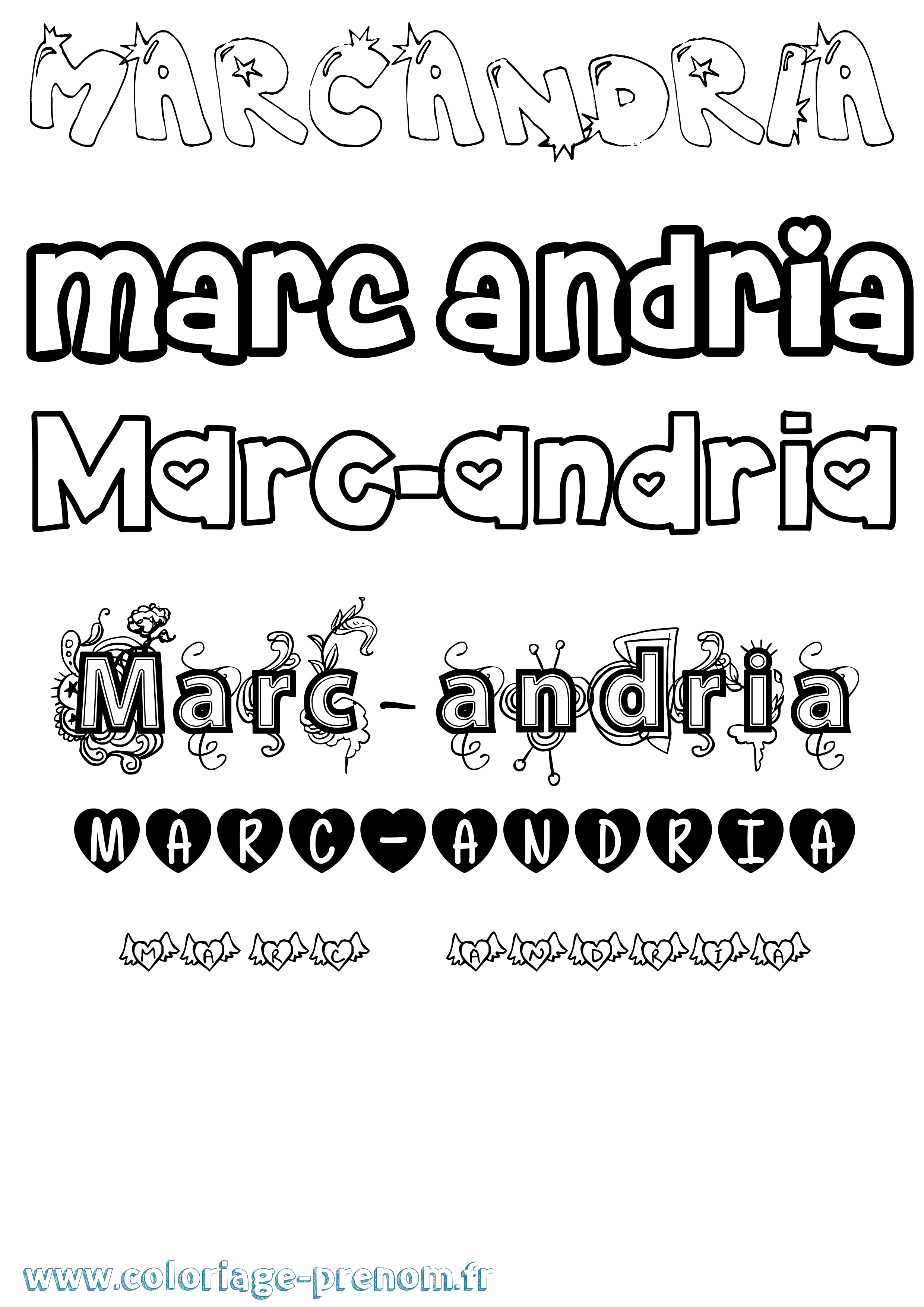 Coloriage Marc-Andria Girly Coloriage prénom Marc-Andria Girly