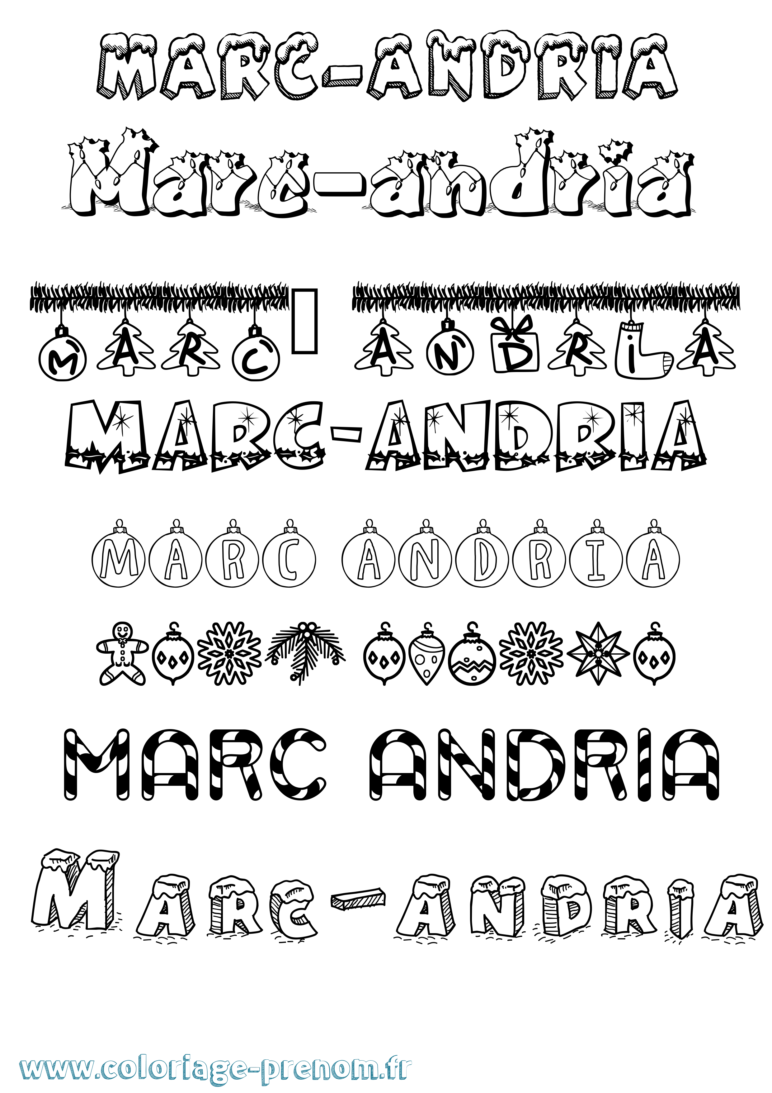 Coloriage Marc-Andria Noël Coloriage prénom Marc-Andria Noël